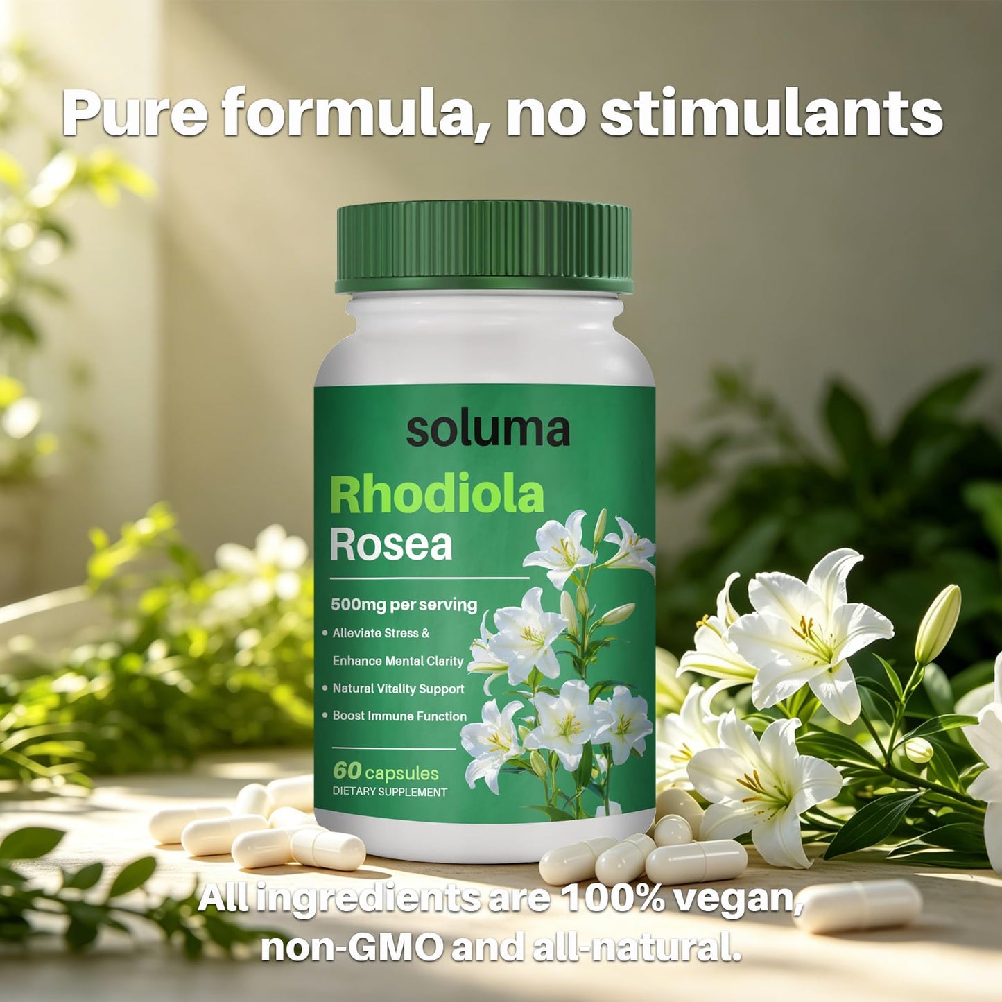 Soluma Rhodiola Rhodiola Rosea 500mg Capsules, 60 Capsules