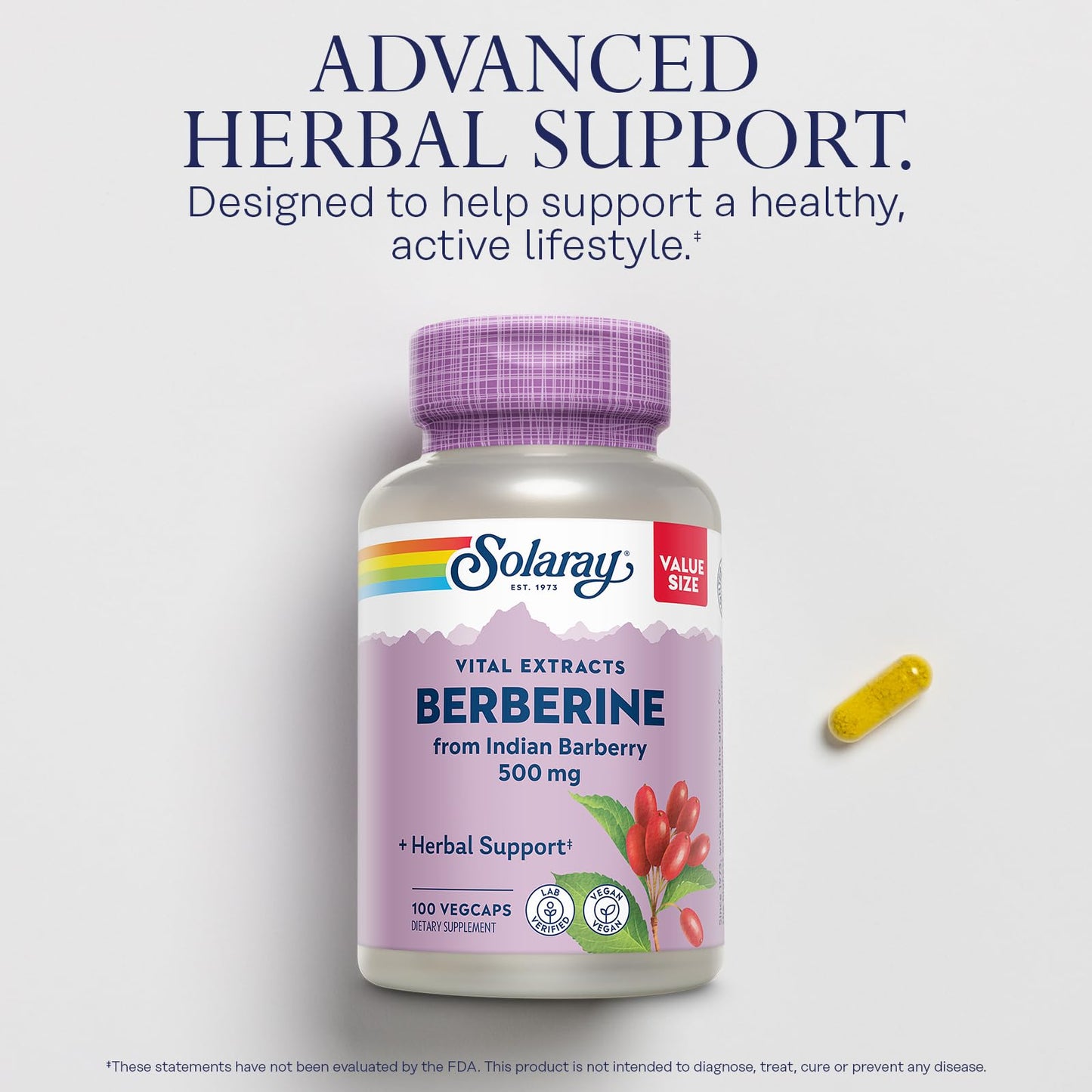 Solaray Berberine 500mg Capsule, 100 VegCaps