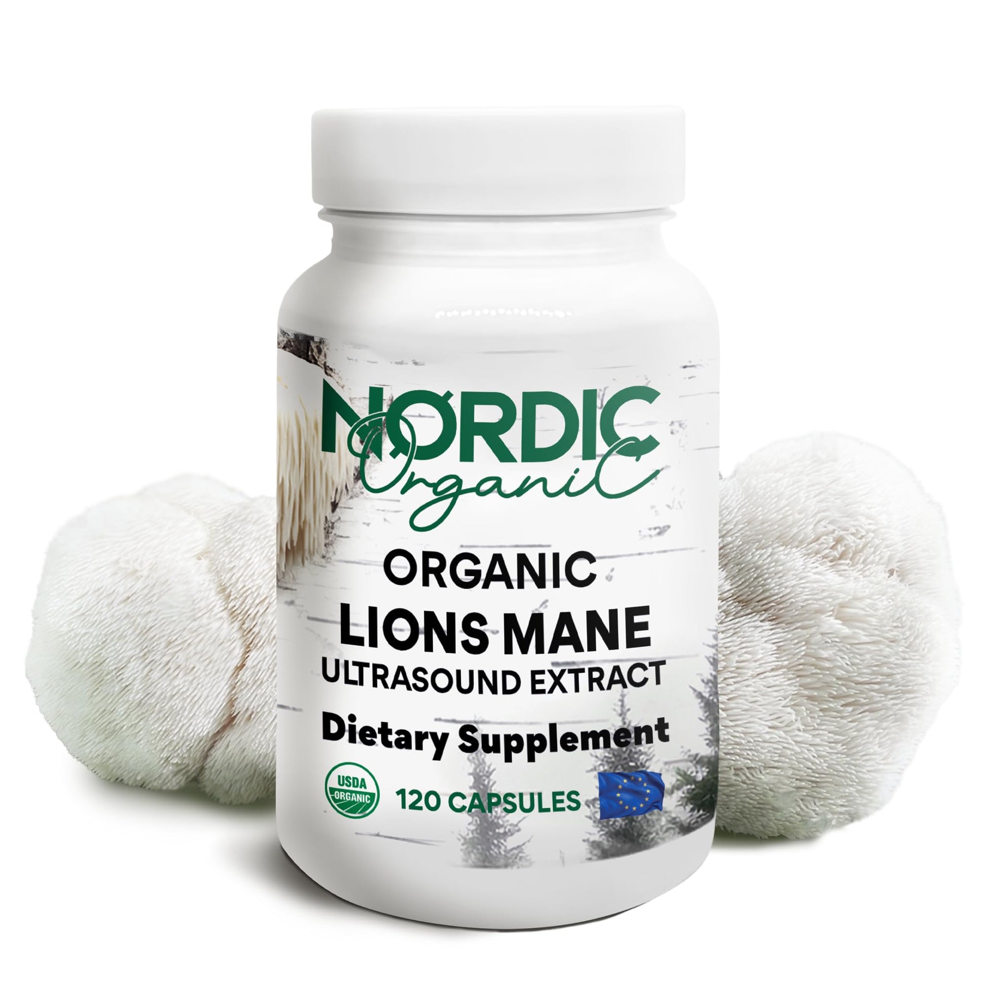 Nordic Organic Lion’s Mane Ultrasound Extract Capsules 120 Capsules