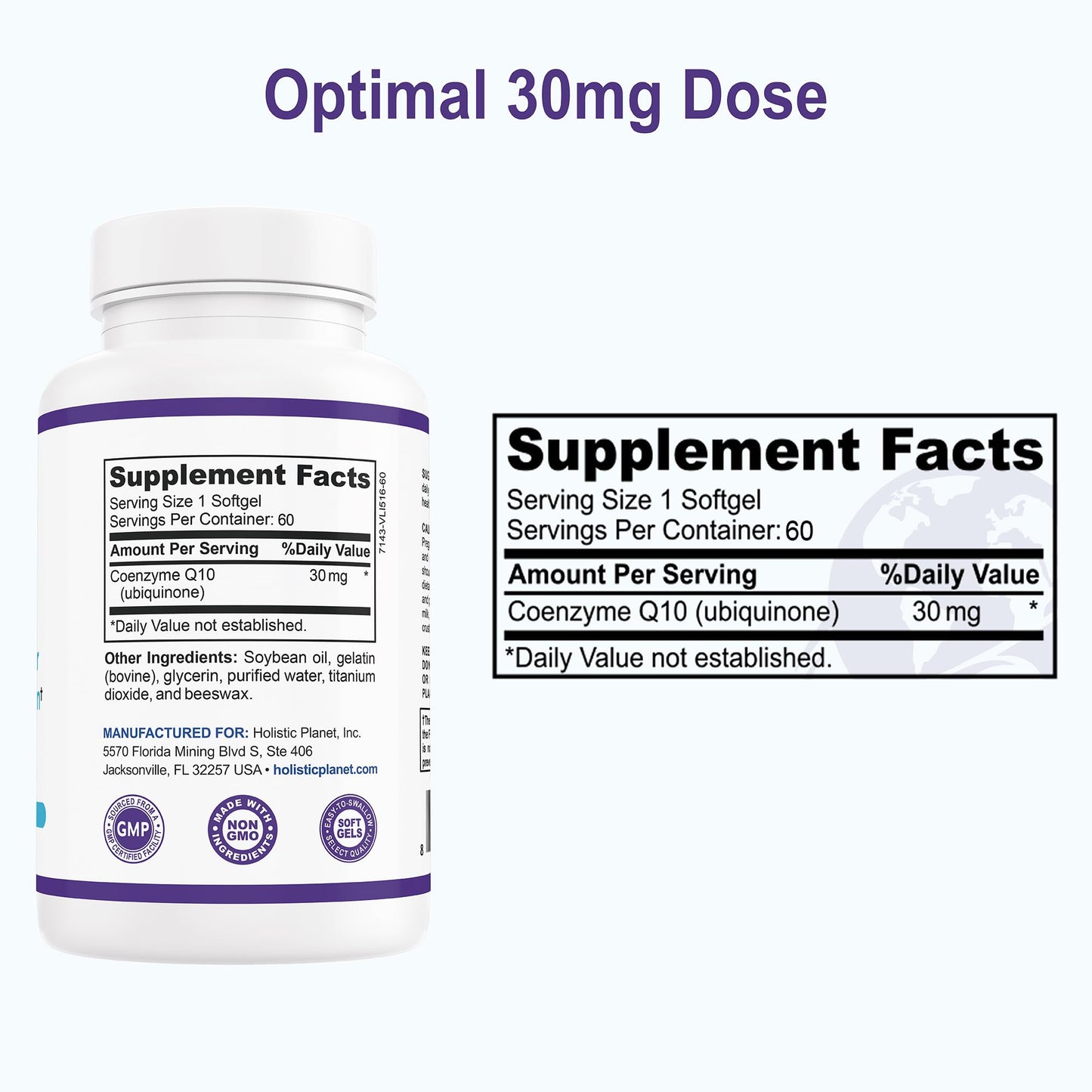 Holistic Planet CoQ10 Ubiquinone Softgel 60 Count