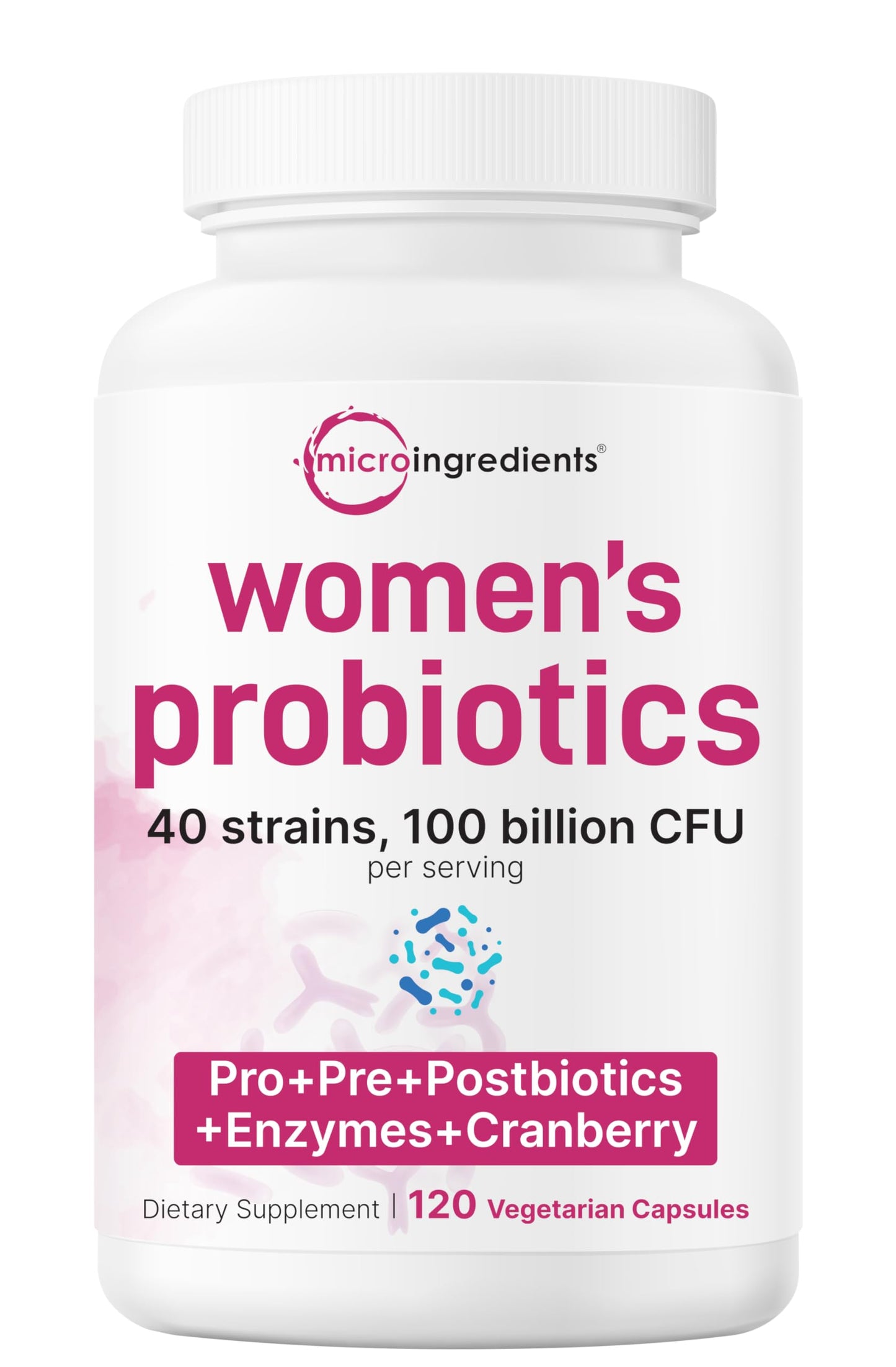 Micro Ingredients 8-in-1 Multi Collagen Powder & Women’s Probiotics 100 Billion CFU Veggie Capsules, 2 Pack, Hydrolyzed Peptides + Hyaluronic Acid & Vitamin C, 40 Strains + Cranberry & D-Mannose