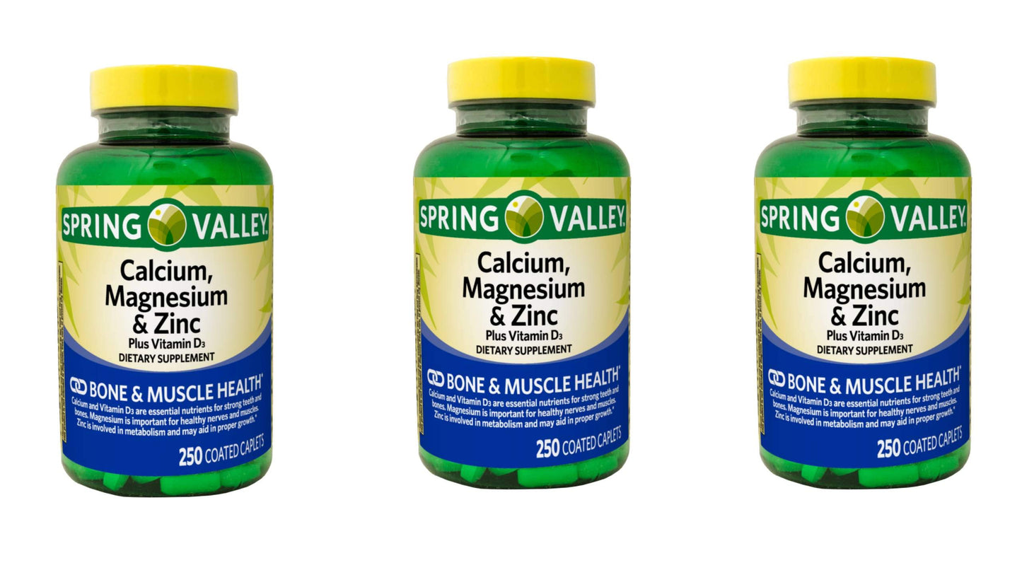 Spring Valley Calcium Magnesium and Zinc, Plus Vitamin D3 Caplets, 750 Count