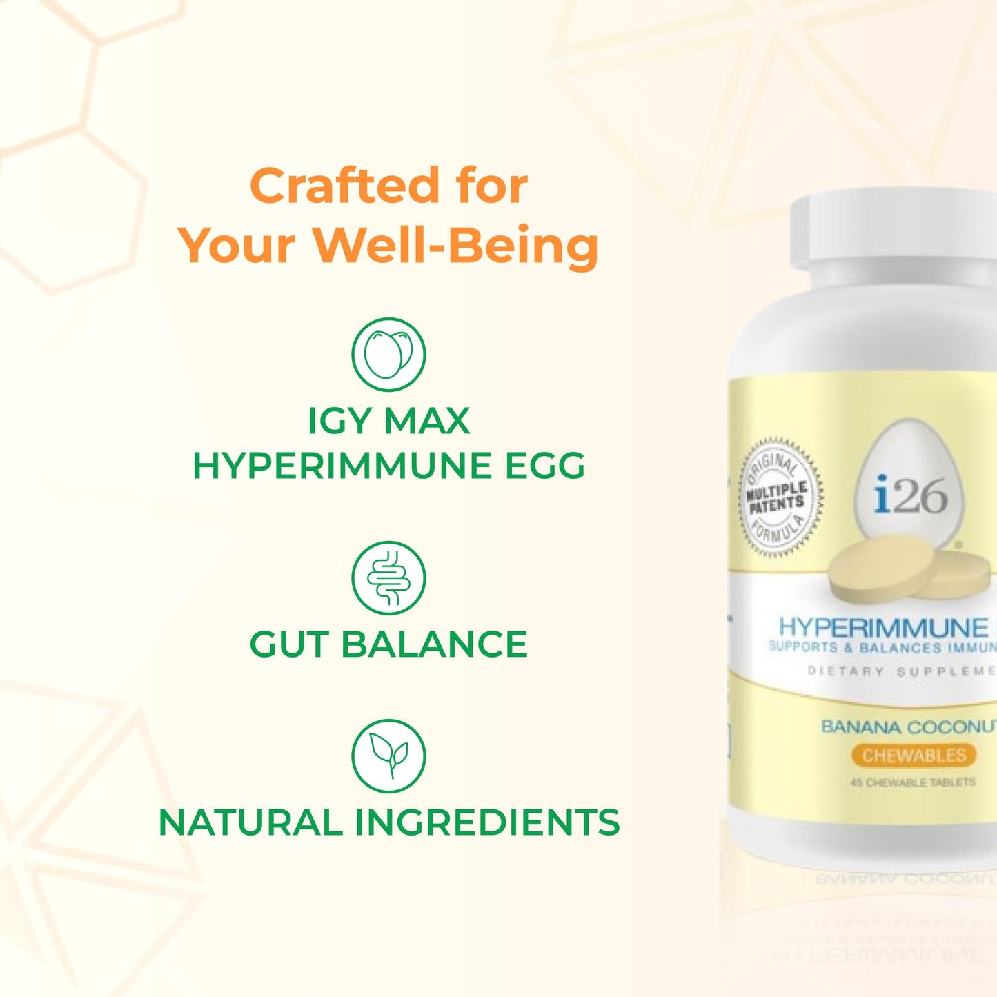 Youngevity i26 Hyperimmune Egg IgY Max Banana Coconut Chewable, 45 Chewable Tablets