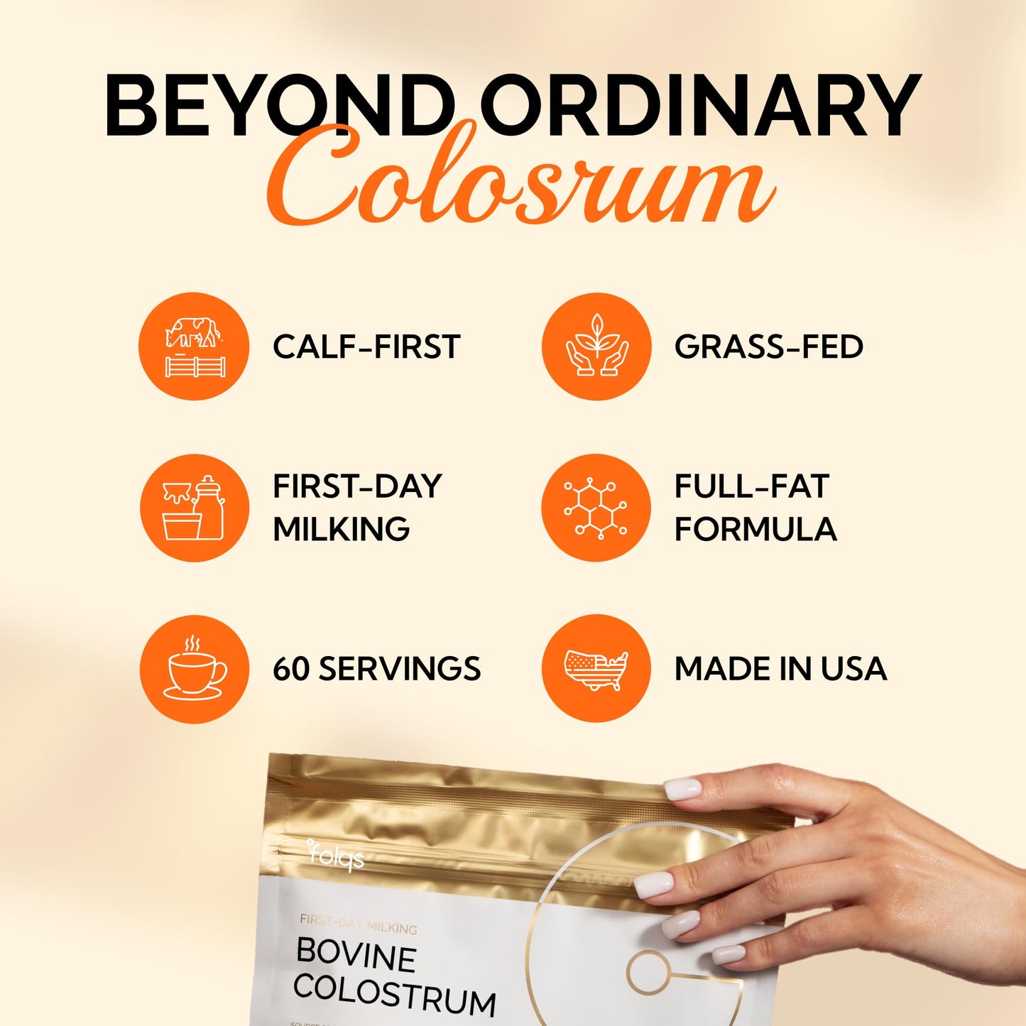 Folqs Bovine Colostrum Powder 4.23 Ounce