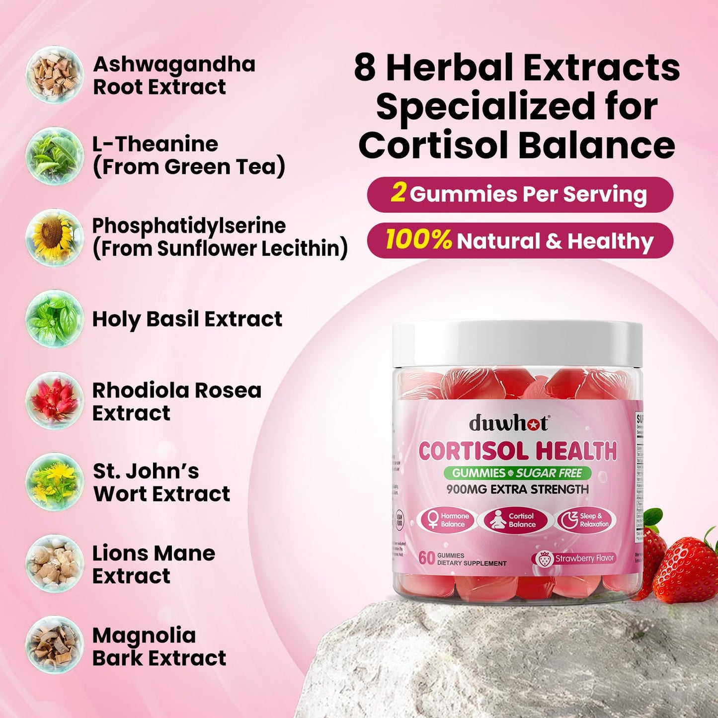 duwhot Cortisol Gummies, 60-count