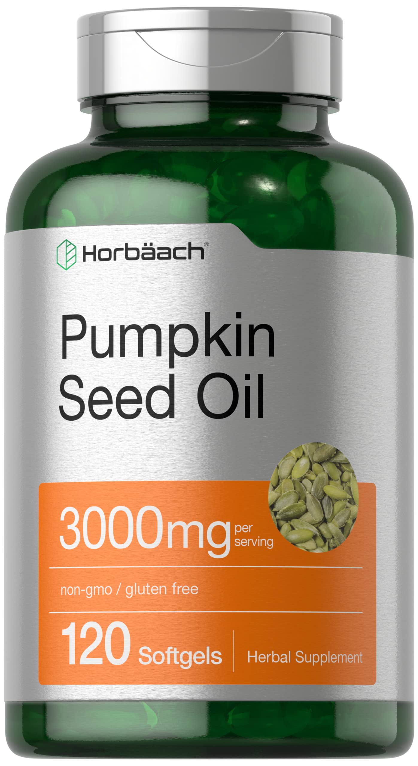 Horbäach Pumpkin Seed Oil 3000mg Softgel Capsules 120 Count