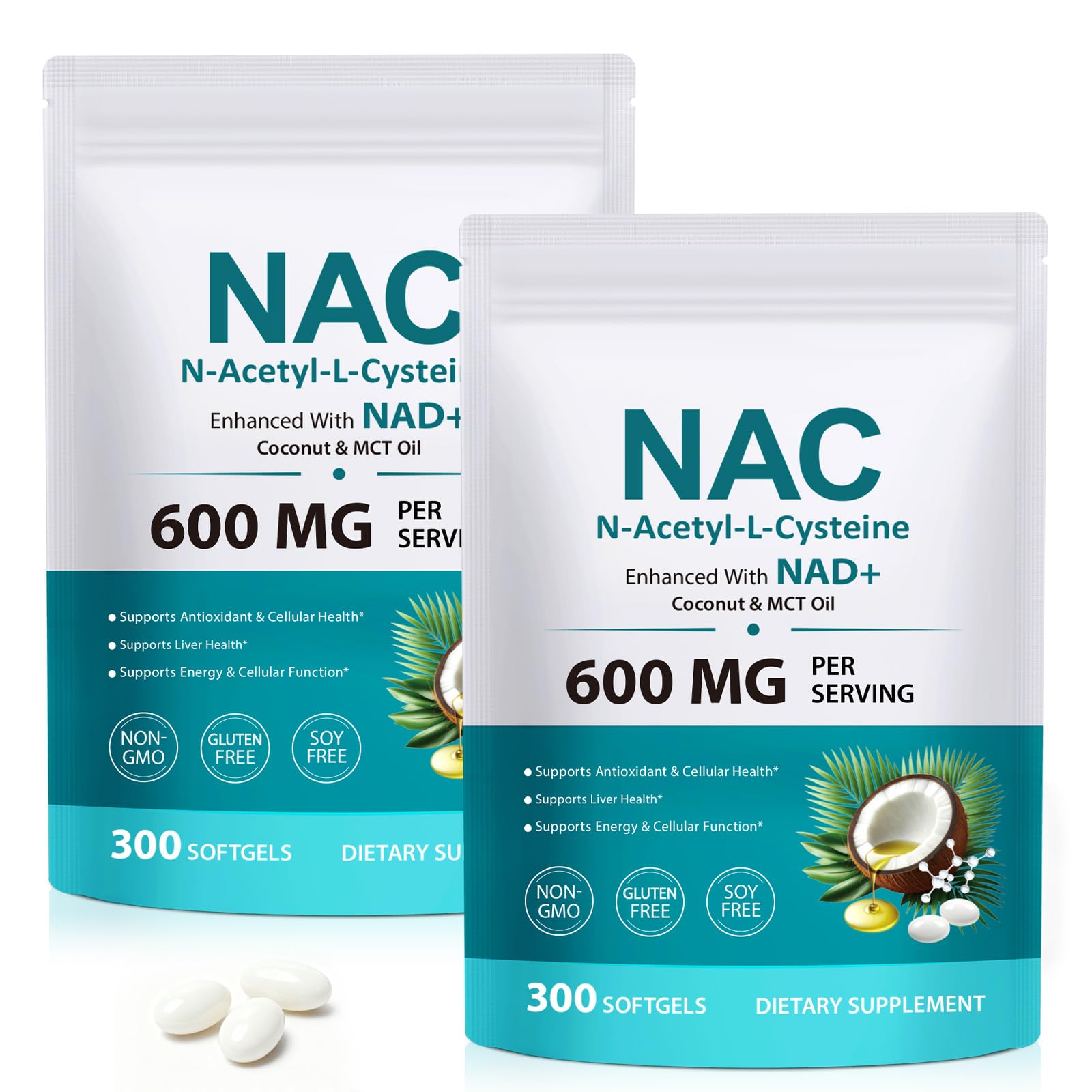 FANSHI NAC Complex with NAD+ & MCT Oil Softgels, 300 Softgels