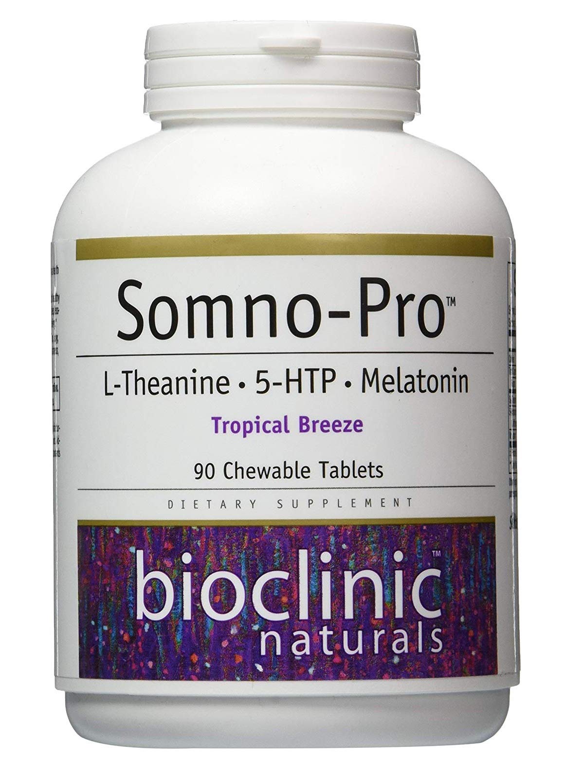 Bioclinic Naturals Somno-Pro L-Theanine - 5-HTP - Melatonin Tropical Breeze Chewable 90 Tablets