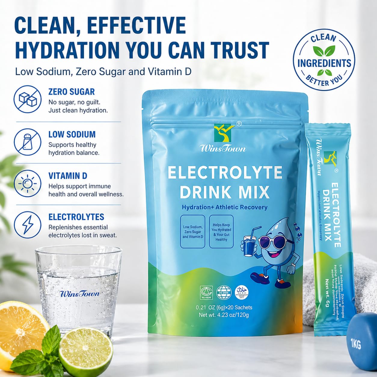 FARWIX Zero Sugar Electrolyte Powder Packets, 6 Pack