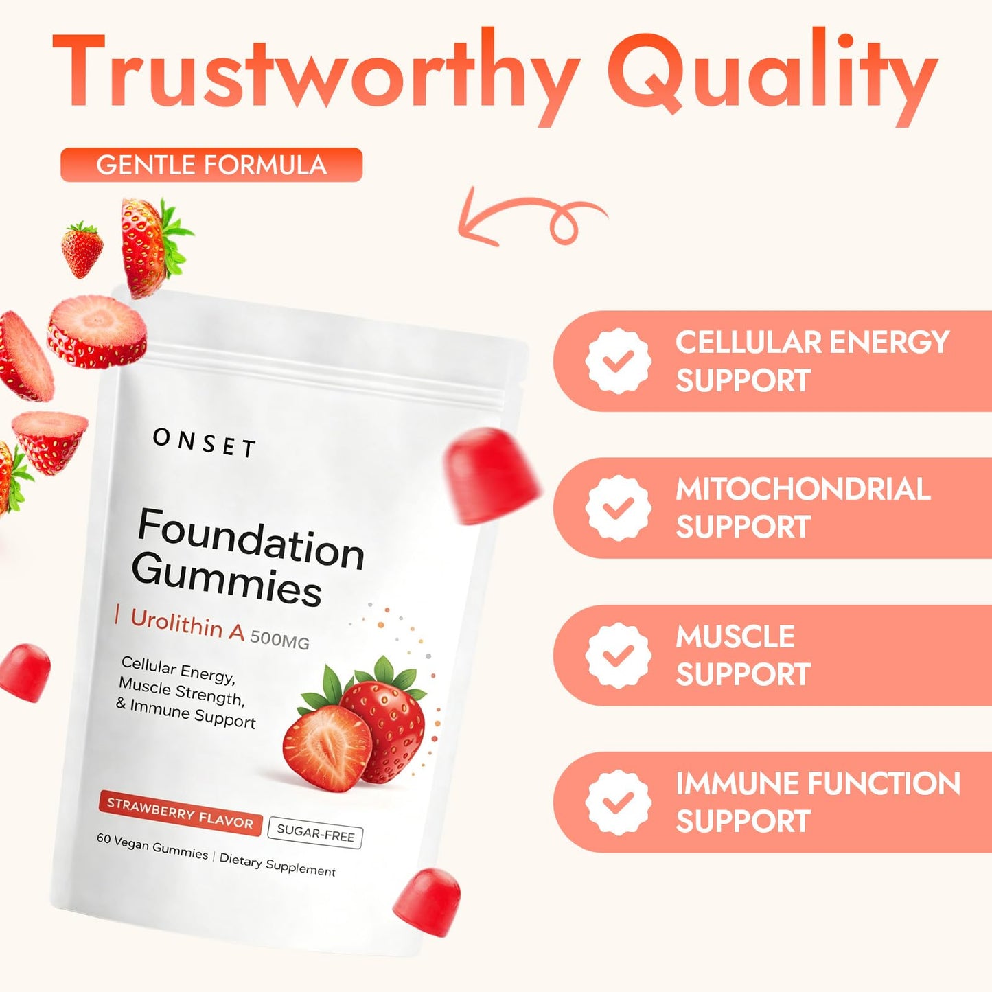 ONSET Foundation Gummies Urolithin A - Mitochondrial Health Support - 60 Gummies