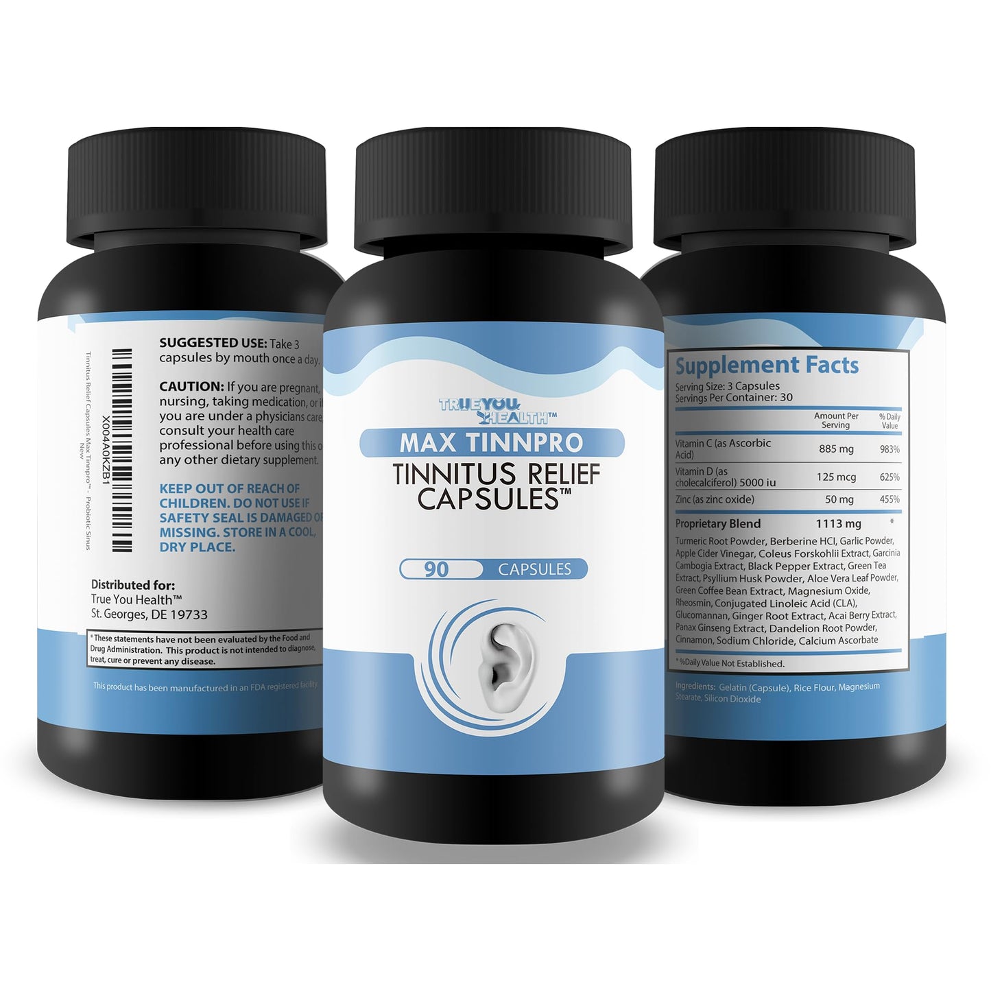 True You Health Max Tinnpro Tinnitus Relief Capsules, 90 Count