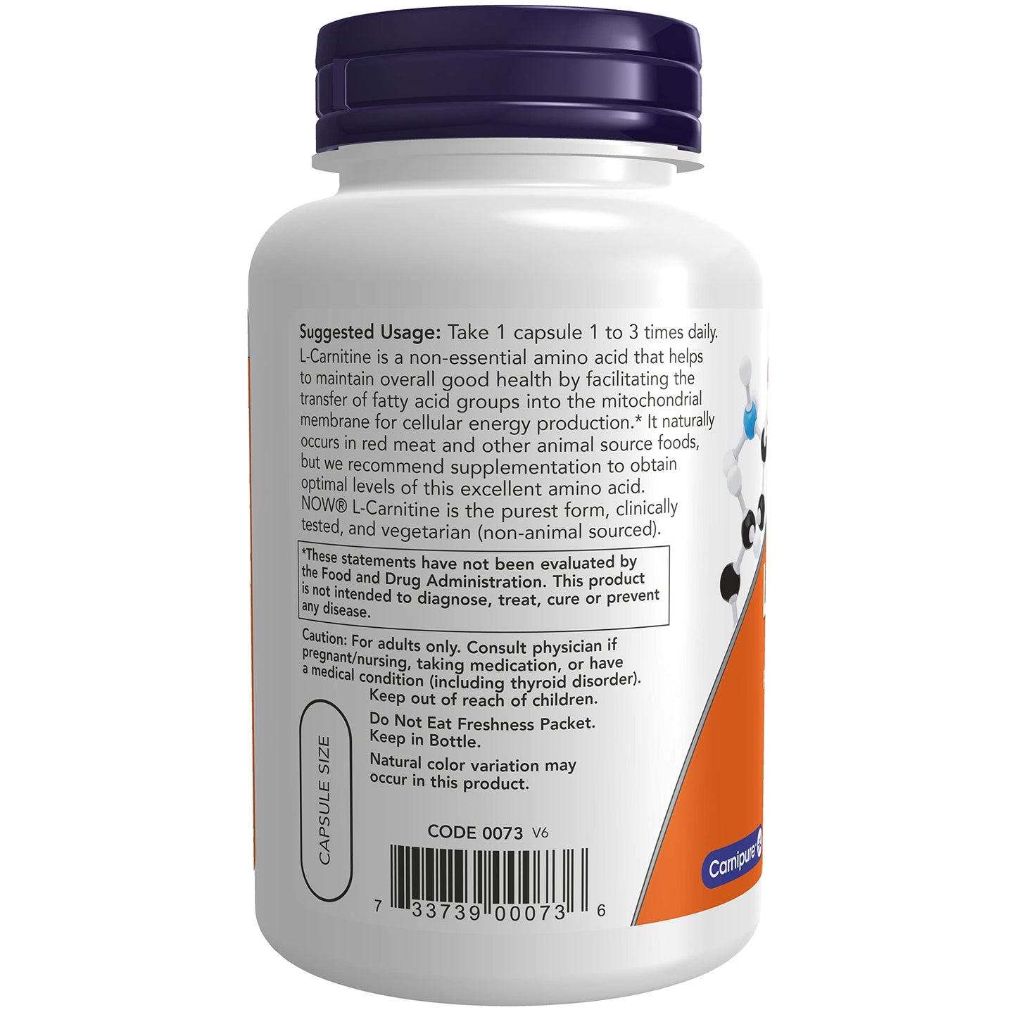 NOW Foods L-Carnitine 500 mg Capsules, 180 Capsules