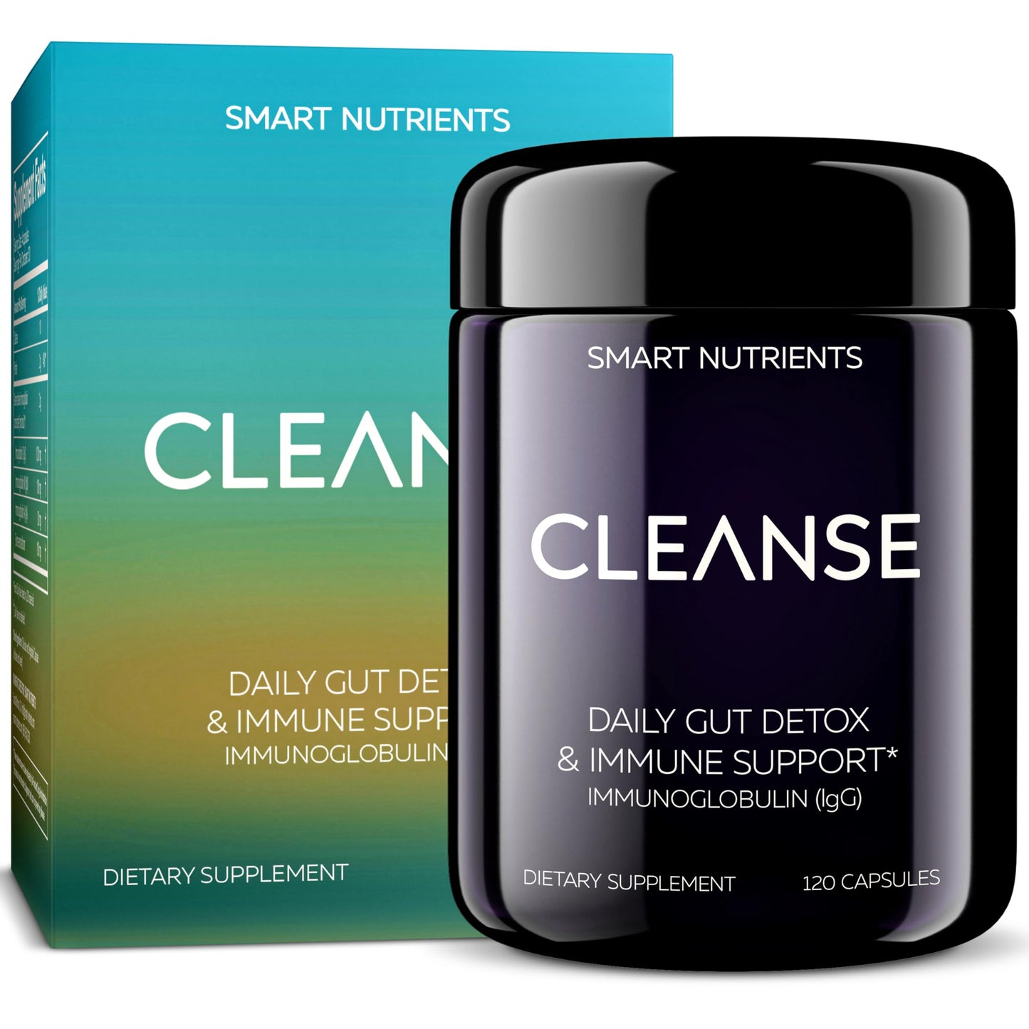 Smart Nutrients CLEANSE IgG Dairy-Free Colostrum 50.5% IgG Potent Concentrated Immune Support Daily Gut Health Detox, Energy, Prebiotics, Digestive Support 120 Capsules