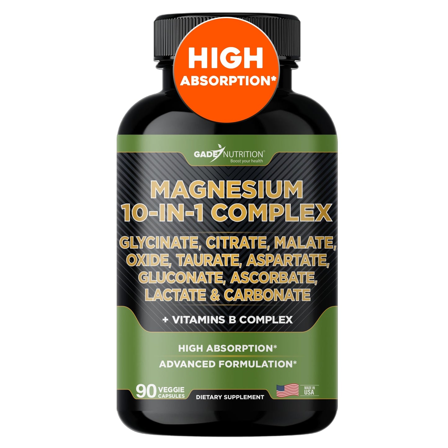 GADE NUTRITION BOOST YOUR HEALTH Magnesium Complex 10 in 1 Capsule, 90 Count