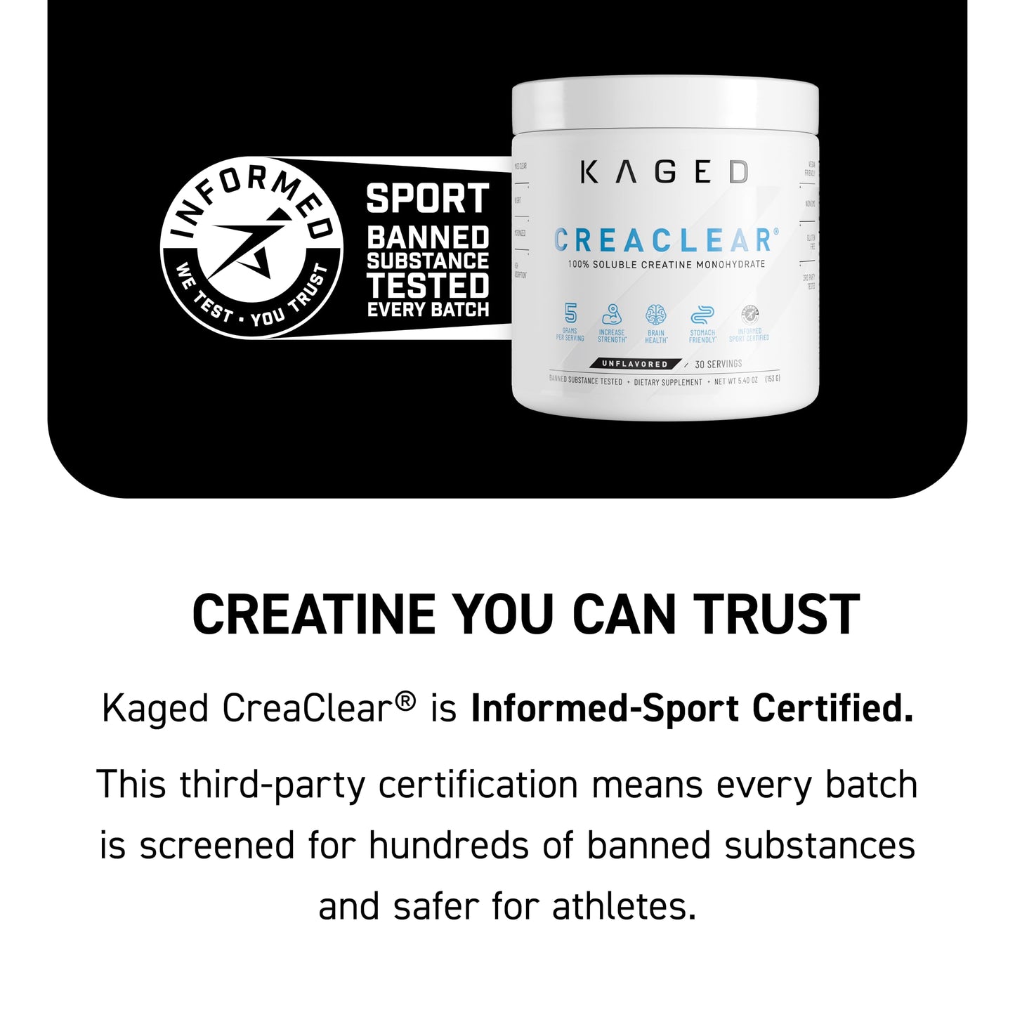Kaged CreaClear Creatine Monohydrate Powder 30 Servings