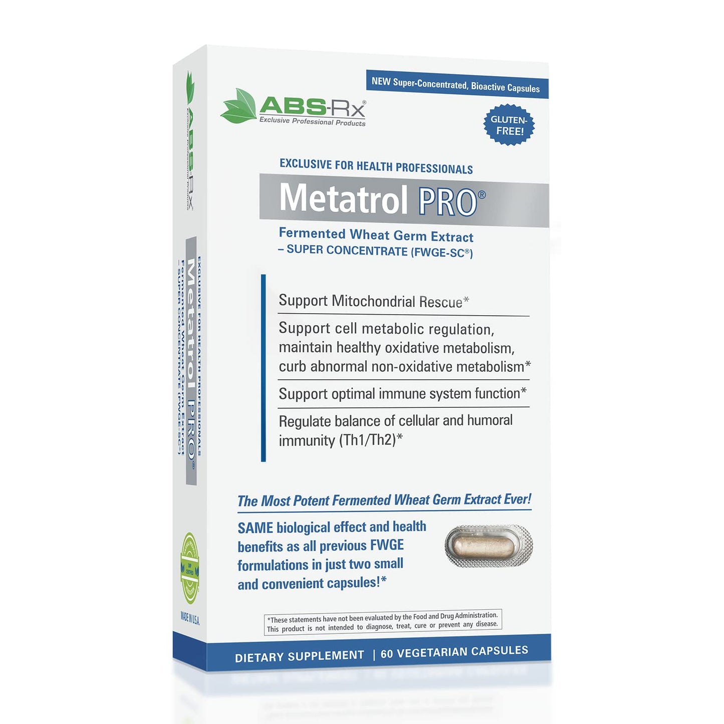 American BioSciences Metatrol PRO Fermented Wheat Germ Extract Gluten Free Immune Support Capsule 60 Count