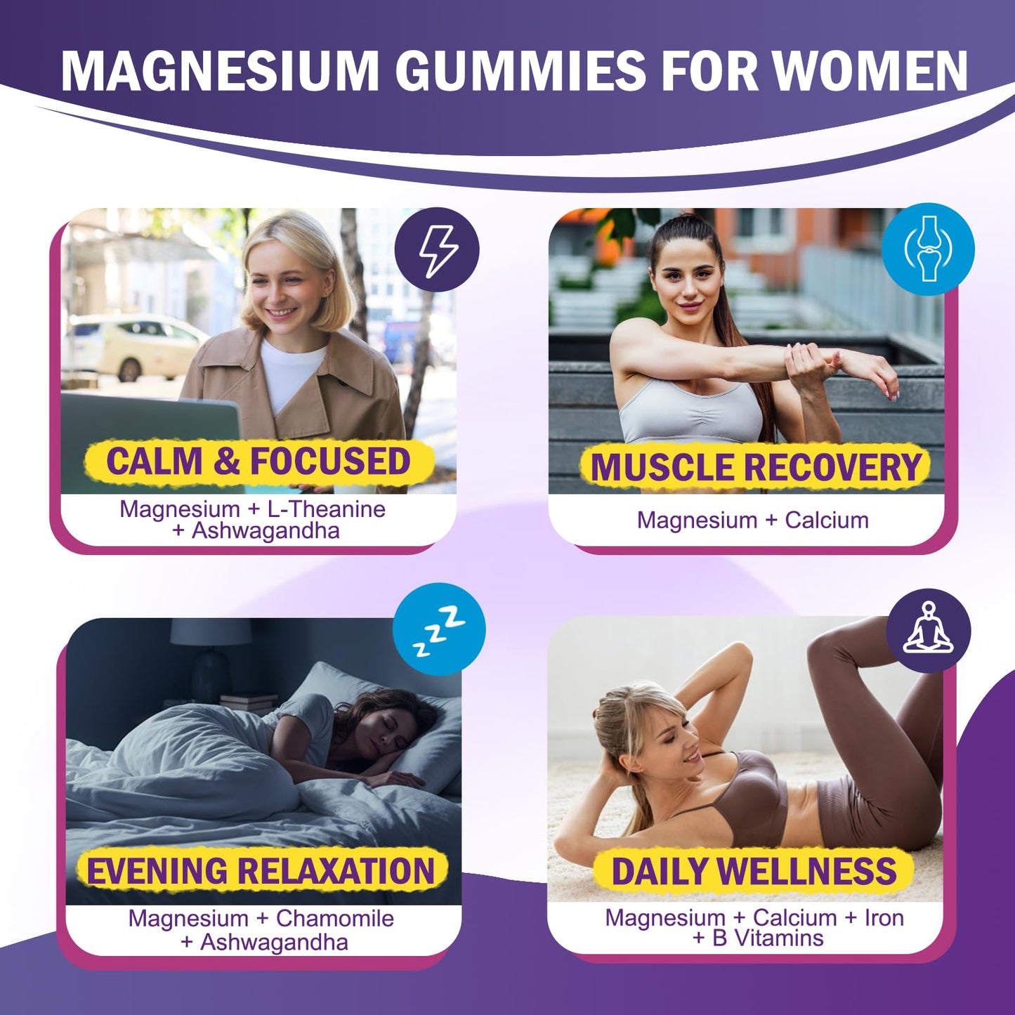 ABYSSUS Magnesium 12-in-1 Complex Gummies for Women, Daily Wellness, 60 Count