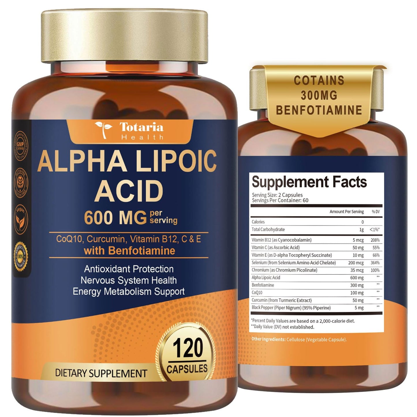 Totaria Alpha Lipoic Acid 600mg with Benfotiamine 300mg Capsule 120 Count
