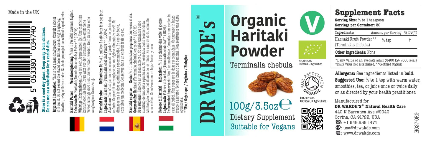 DR WAKDE's Organic Haritaki Powder 3.53 oz