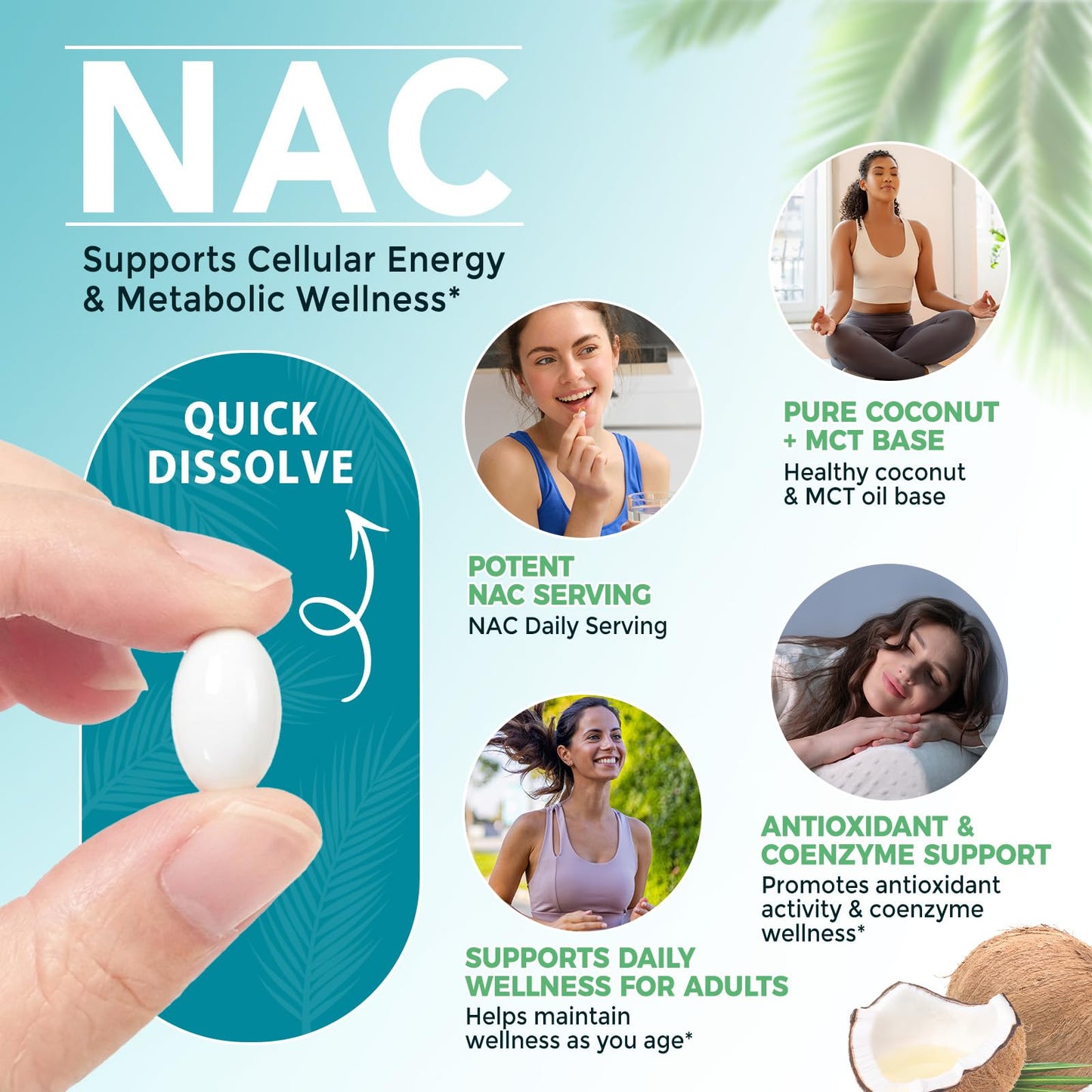 FANSHI NAC Complex with NAD+ & MCT Oil Softgels, 300 Softgels