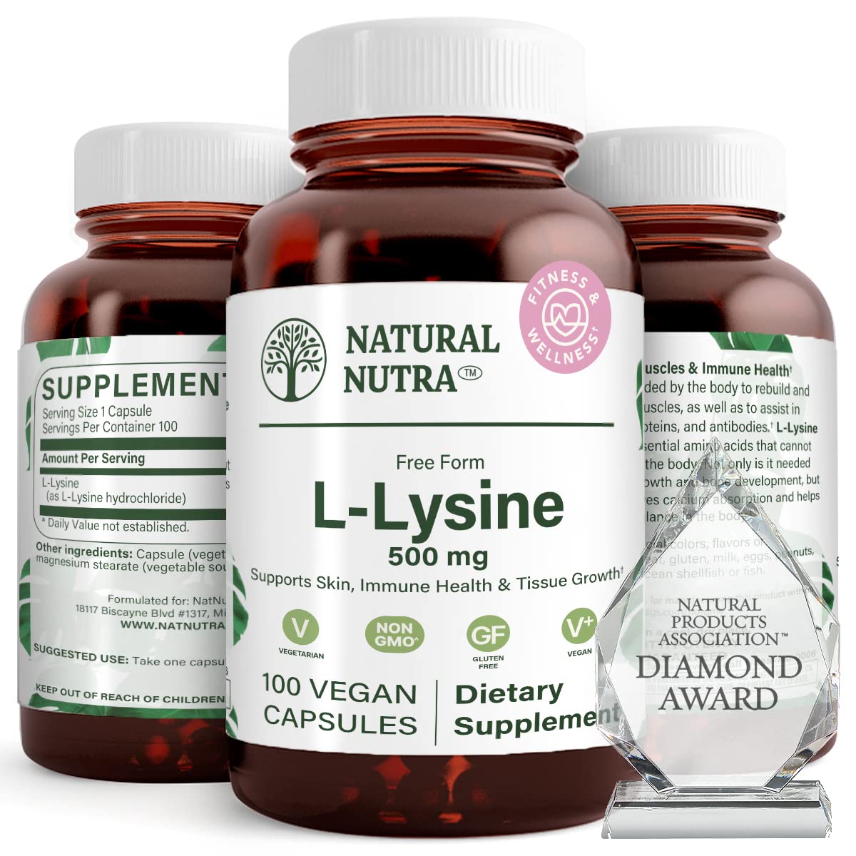 Natural Nutra L-Lysine HCl 500mg Capsule, 100 Capsules