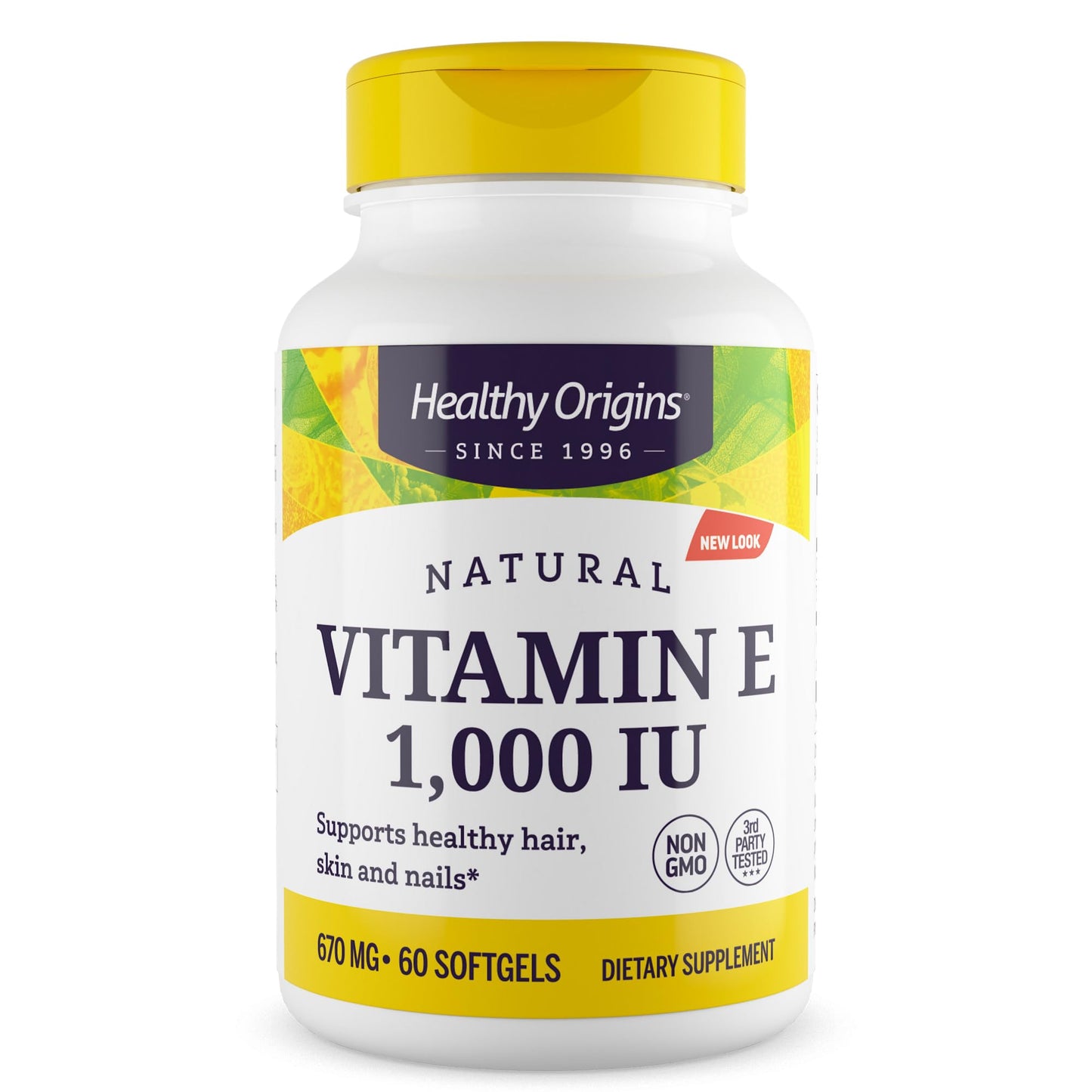 Healthy Origins Vitamin E 1,000 IU Natural Mixed Tocopherols, 60 Capsules
