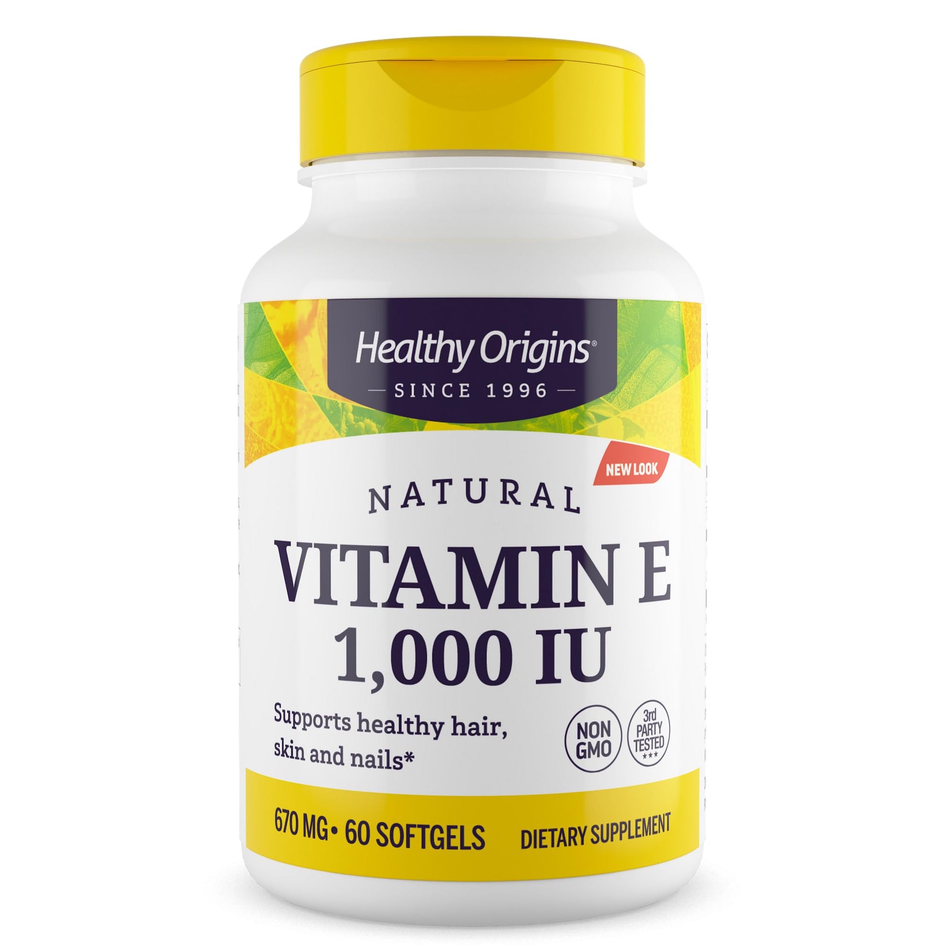 Healthy Origins Vitamin E 1,000 IU Natural Mixed Tocopherols, 60 Capsules