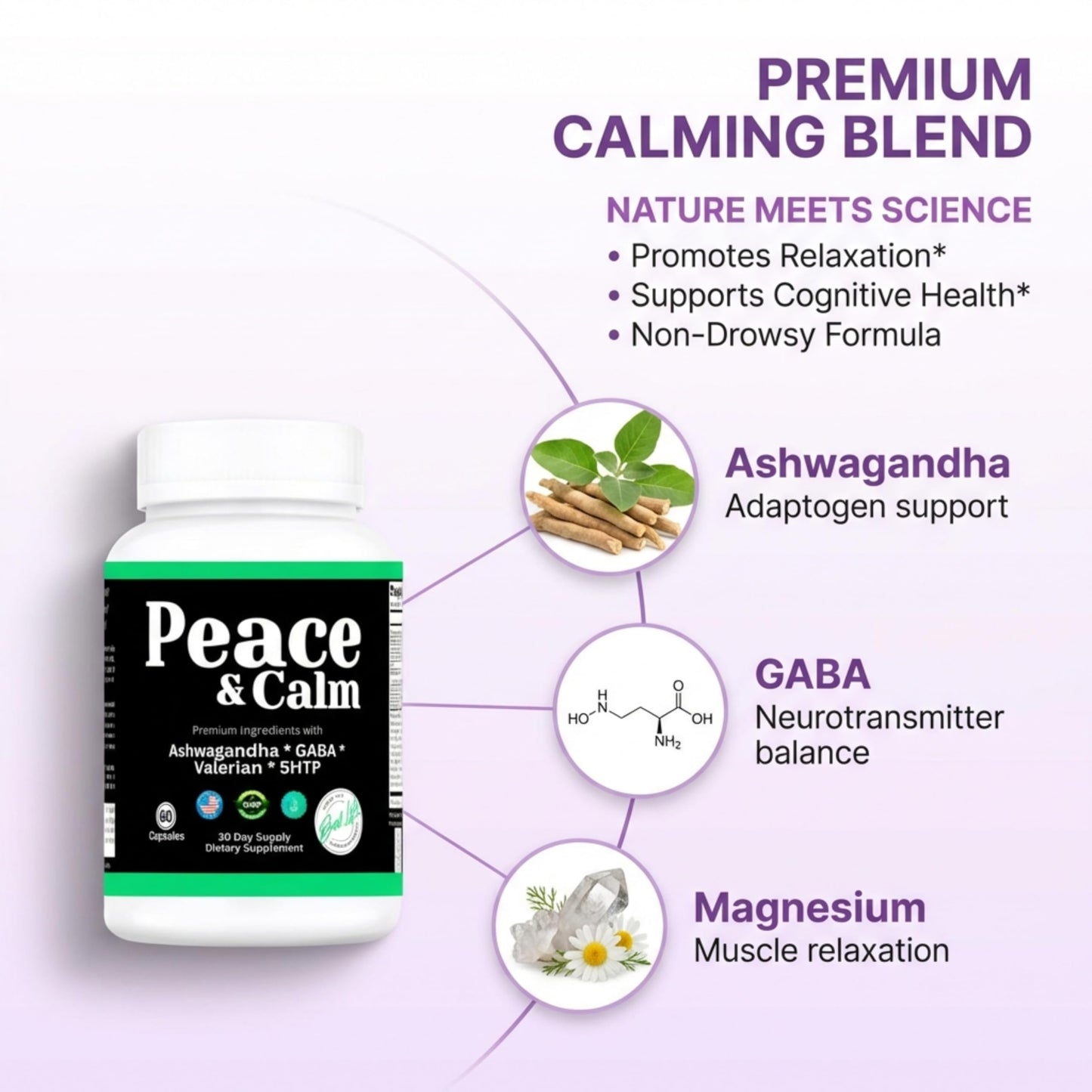 THIS LITTLE HOUSE OF MINE Peace and Calm Stress Support Supplement Tablet, 60 Count