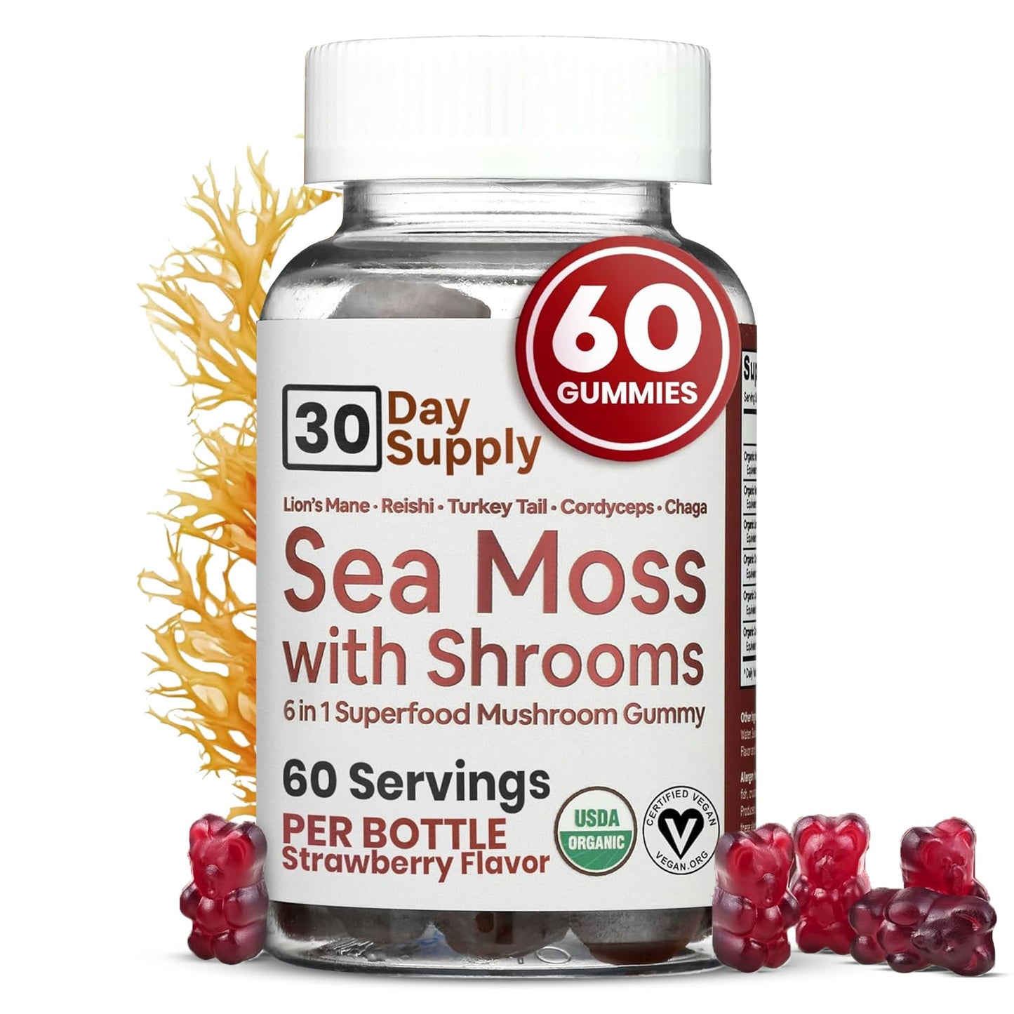 Atlantic Naturals Sea Moss Gummies with Lions Mane Mushroom 60 Gummies