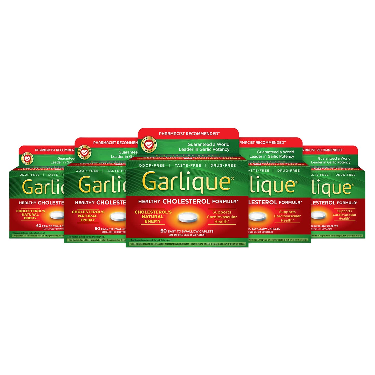 Garlique Healthy Cholesterol Formula with 5000 mcg of Allicin Enteric Coated Caplets Pack of 5