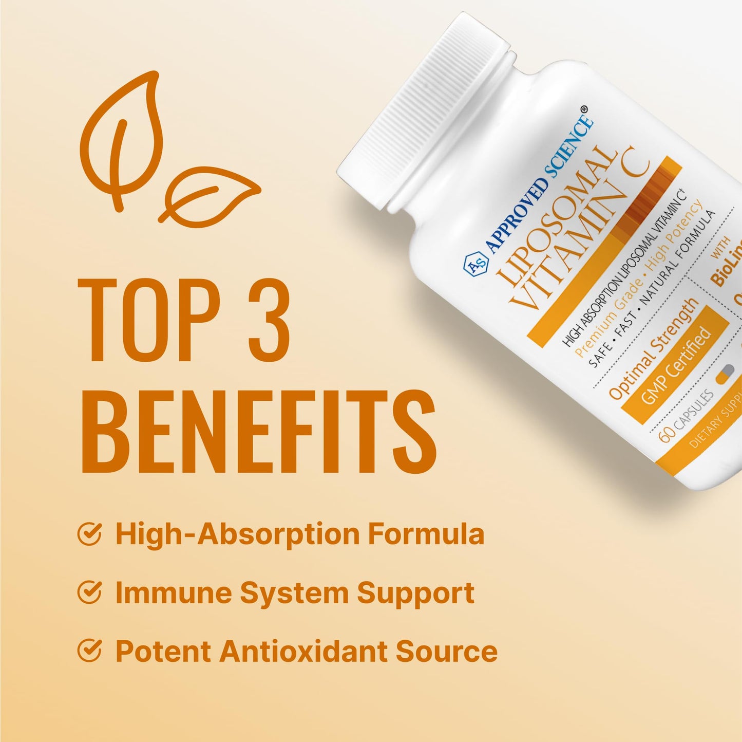 Approved Science Liposomal Vitamin C with Quercetin 1100 mg Capsules, 60 Count