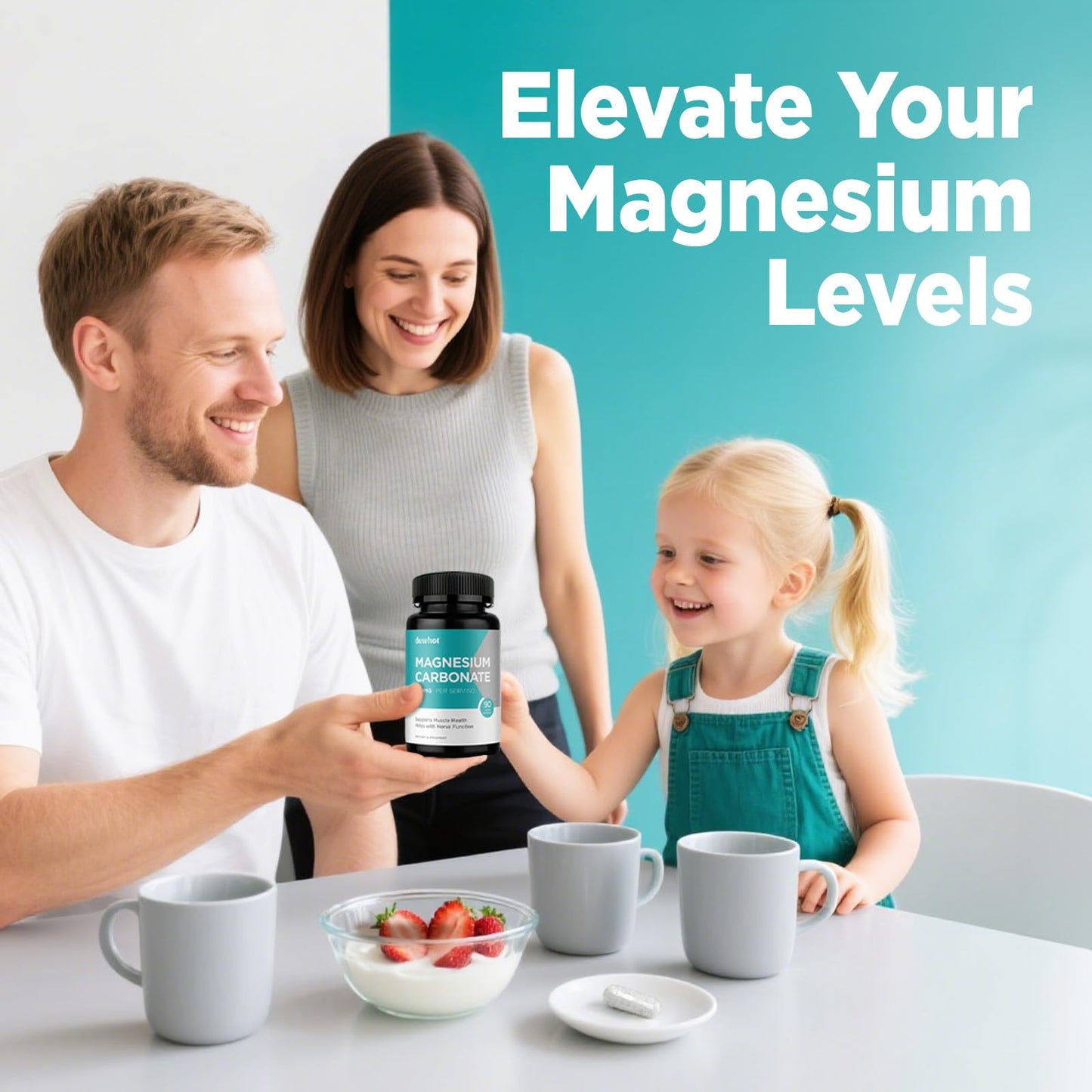 duwhot Magnesium Carbonate 500mg High Absorption Supplement for Digestive Health, Muscle & Nerve Function, 90 Capsules