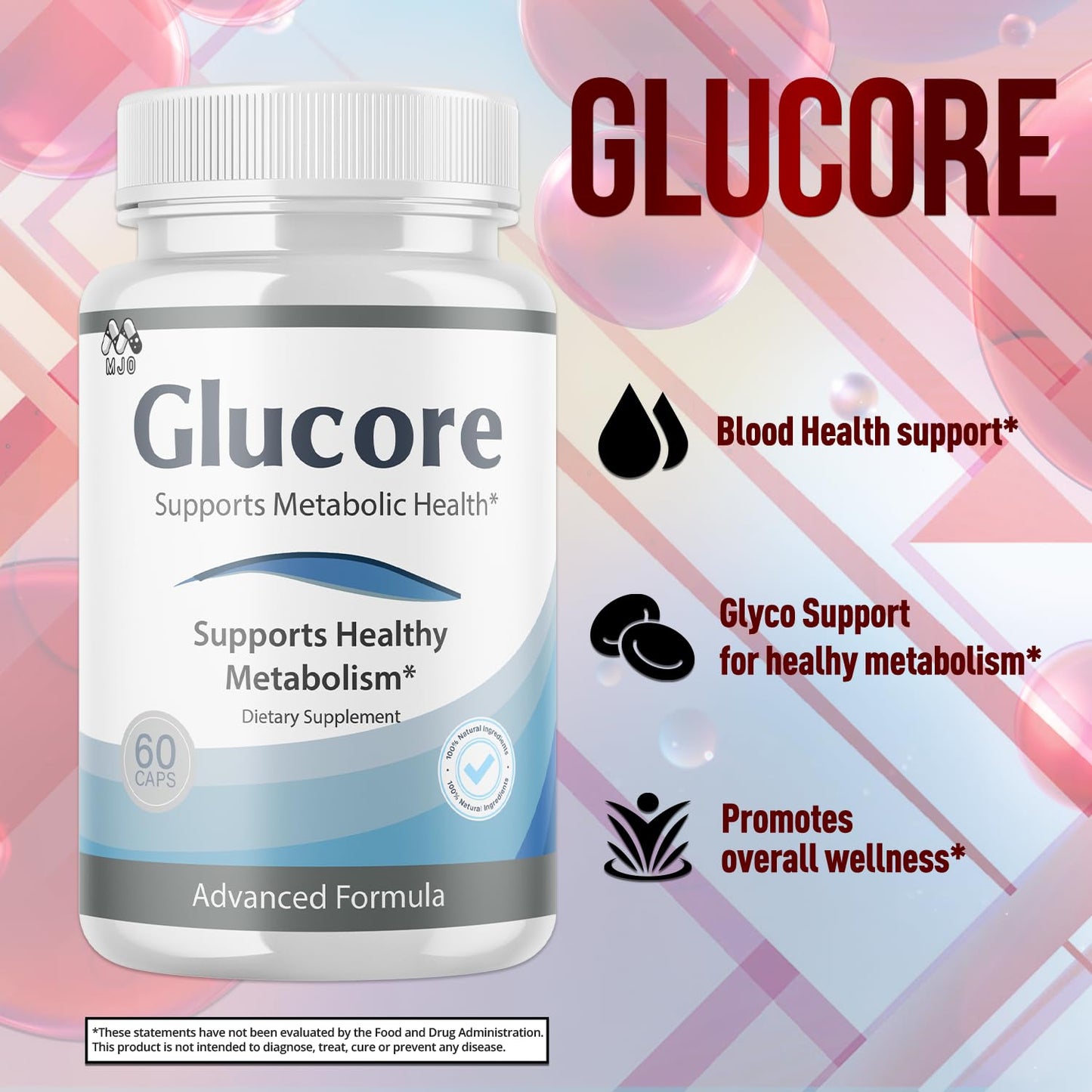 MJO GluCore Capsules Blood Health Support, 180 Capsules