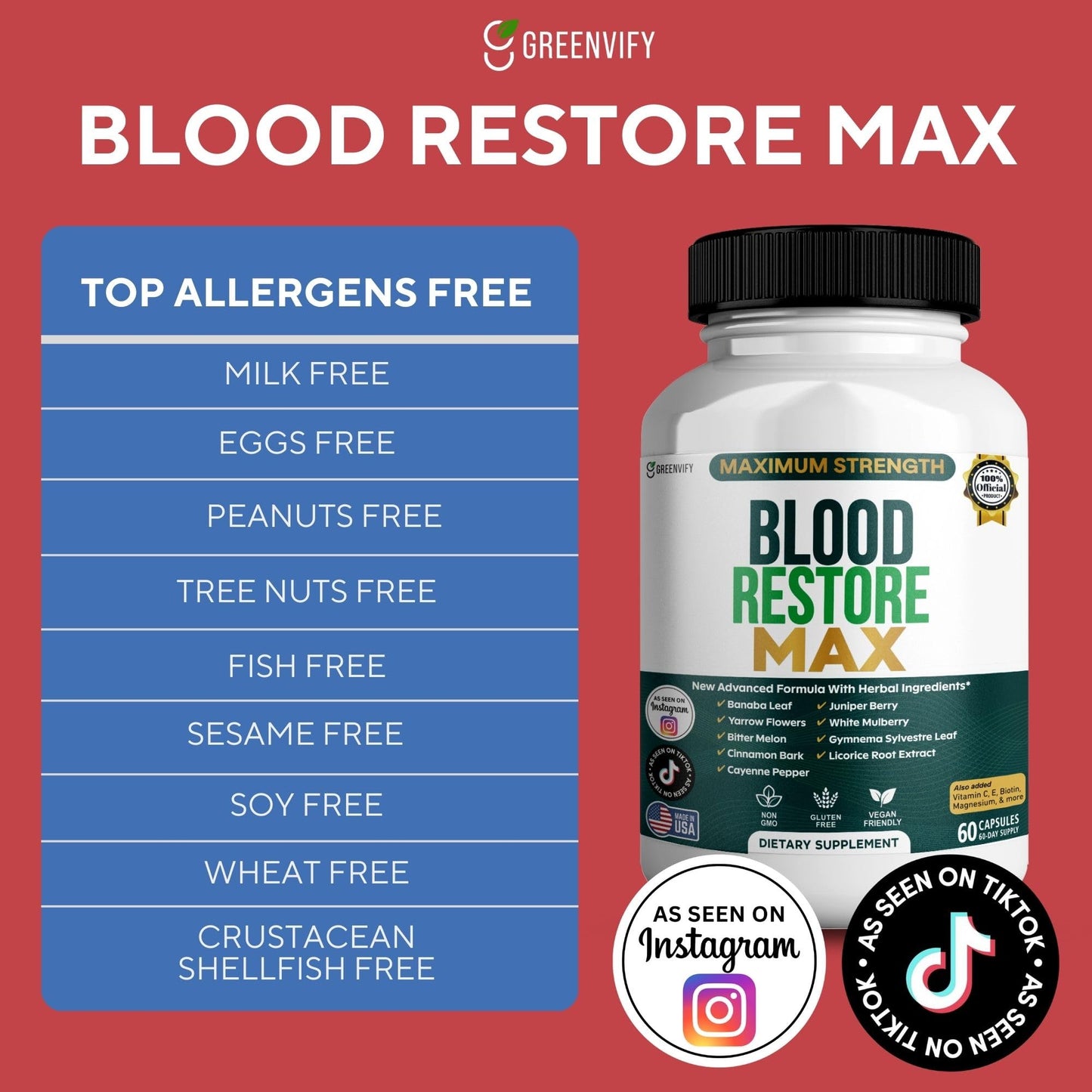 GREENVIFY Blood Restore Max Capsule, 60 Capsules