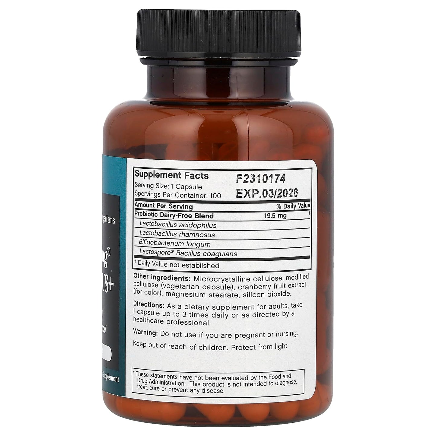 Futurebiotics Longest Living Acidophilus Plus Capsules, 100