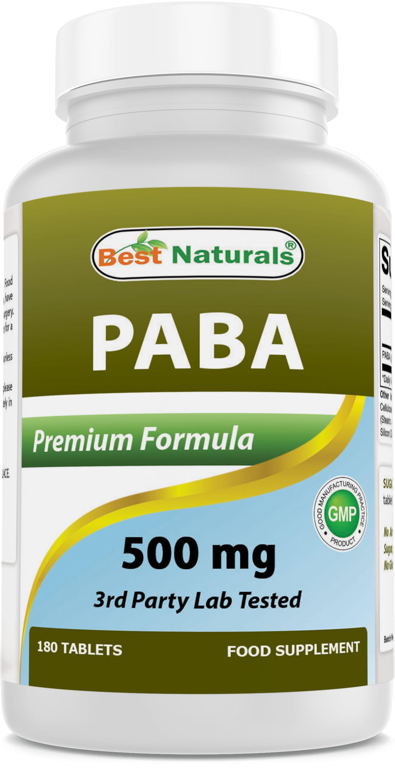 Best Naturals PABA 500 mg Tablets, 180 Count