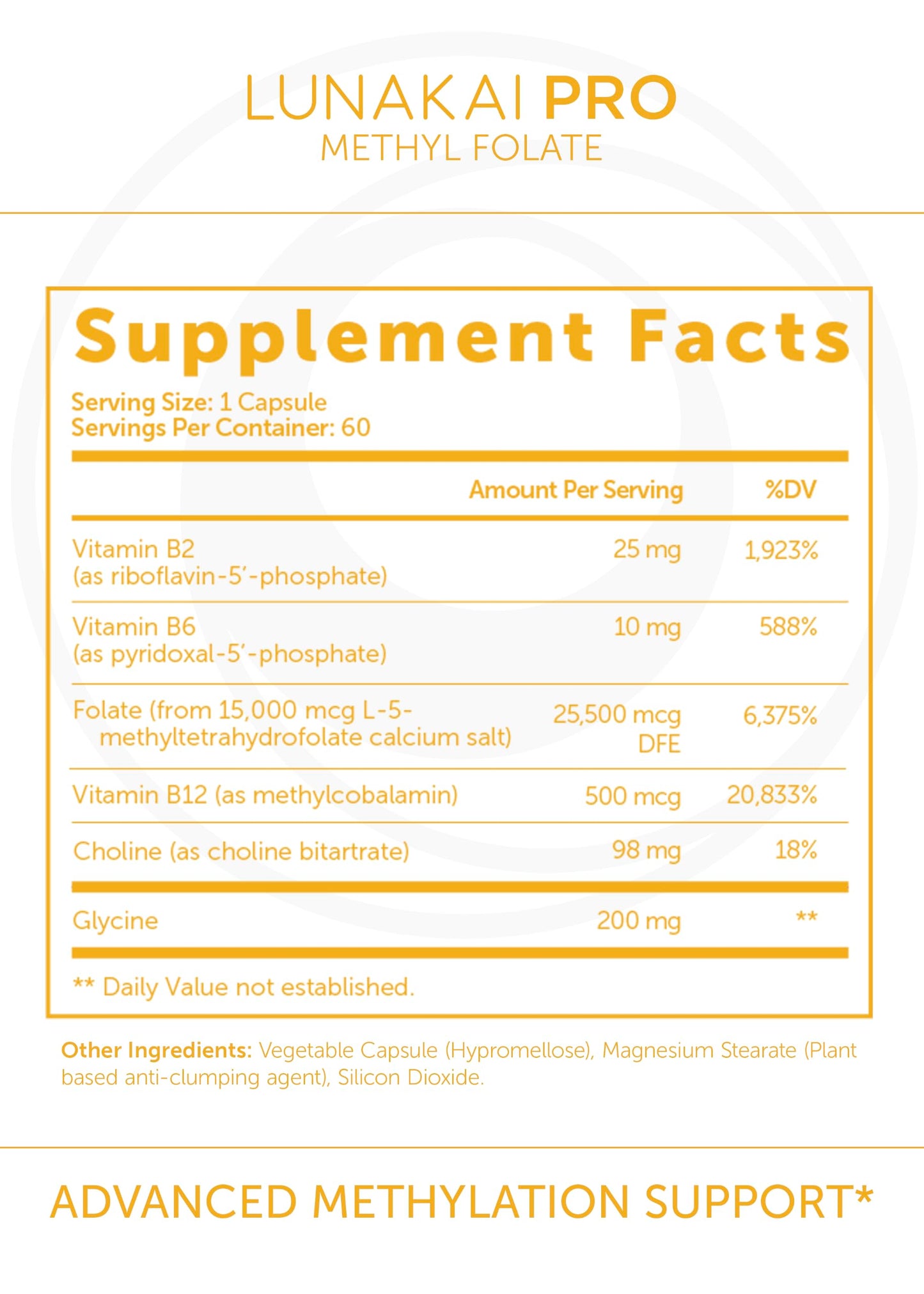 Lunakai L-Methylfolate 15mg Plus Methyl B12 Active 5-MTHF MTHFR Supplement Capsule, 60 Count