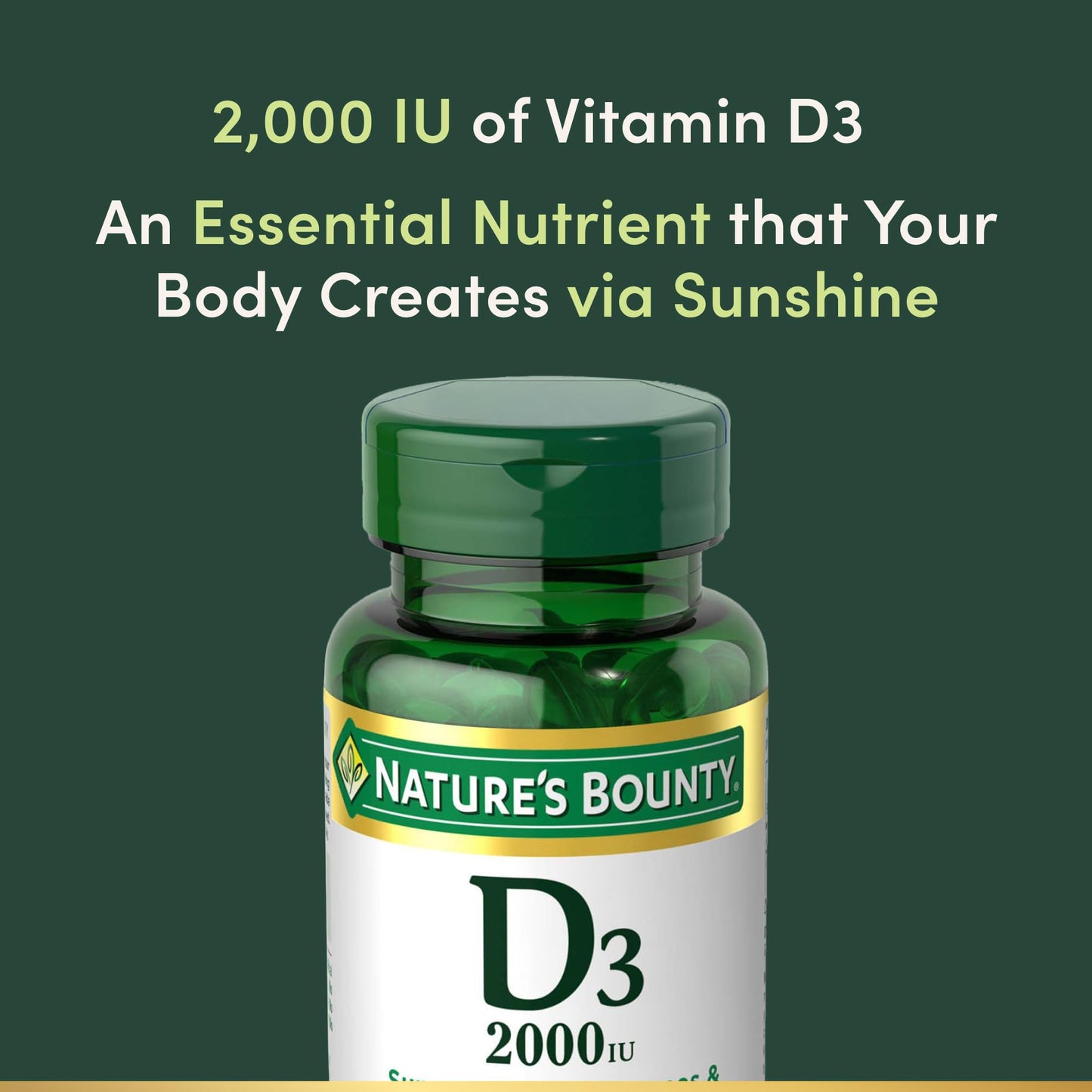 Nature's Bounty Vitamin D3 2000IU Softgels, 150 Count