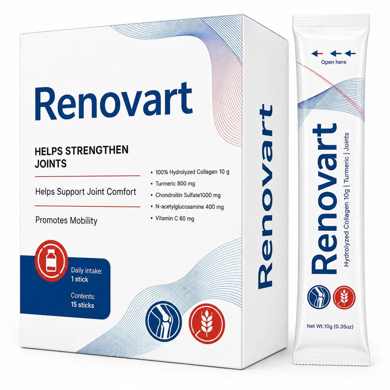 Renovart Platinum Hydrolyzed Collagen Powder, 15 Count