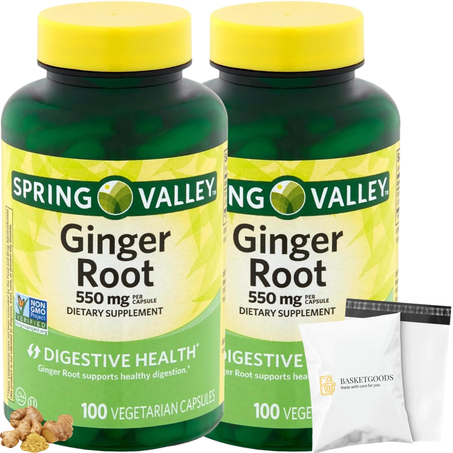 BASKETGOODS Ginger Root 550mg Capsule, 2 Count