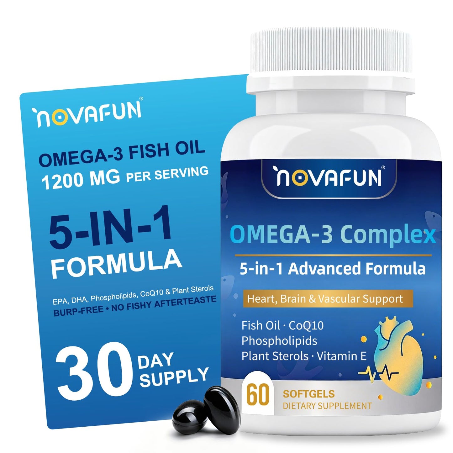 Novafun Omega-3 Fish Oil Softgels 60 Count