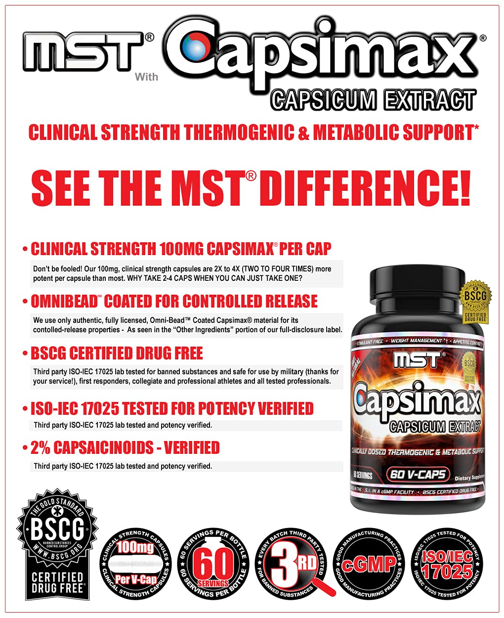 MST Capsimax Supplement 100mg V Capsule 60 Count