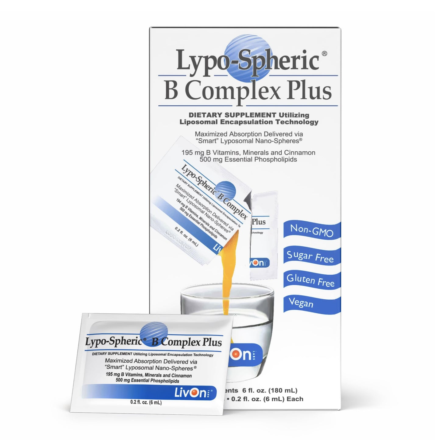 LivOn Laboratories Lypo-Spheric B Complex Plus Powder, 30 Packets