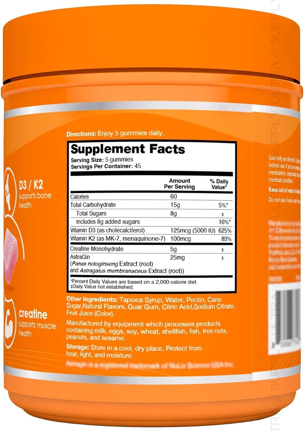 Generic Zenaa Creatine Monohydrate + D3 K2 Gummies 225 Count