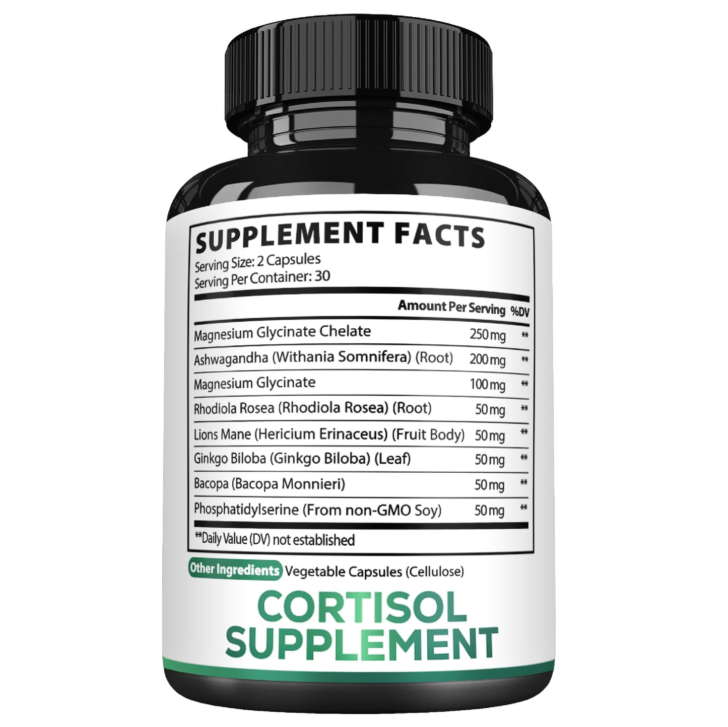 Satoomi 8in1 Cortisol Manager with Magnesium Glycinate, Ashwagandha, Rhodiola Rosea, Lions Mane & More - Cortisol Reducer Supplement for Men & Women, 60 Capsules
