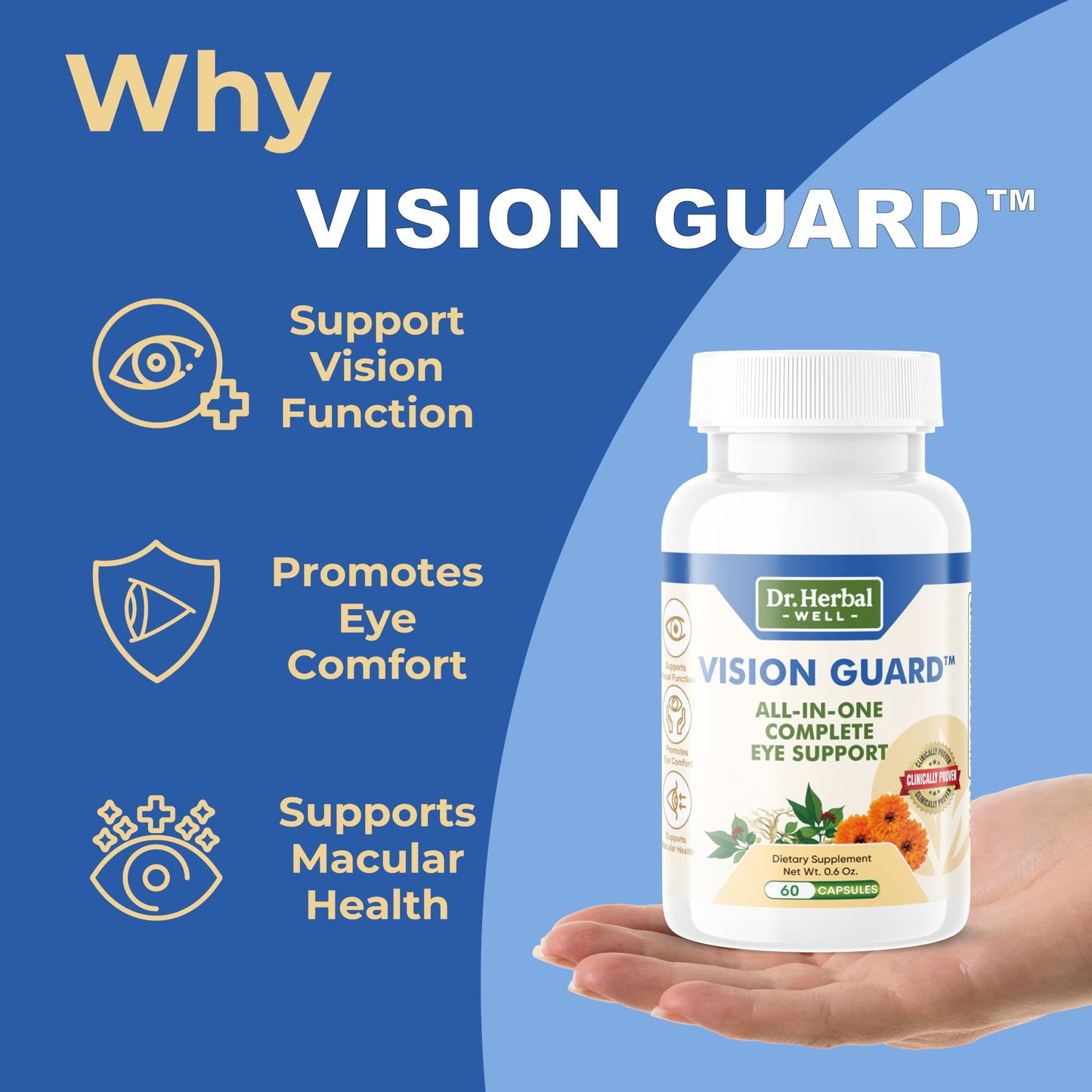 DR. HERBAL WELL Vision Guard – All in One Complete Eye Support, 60 Capsules