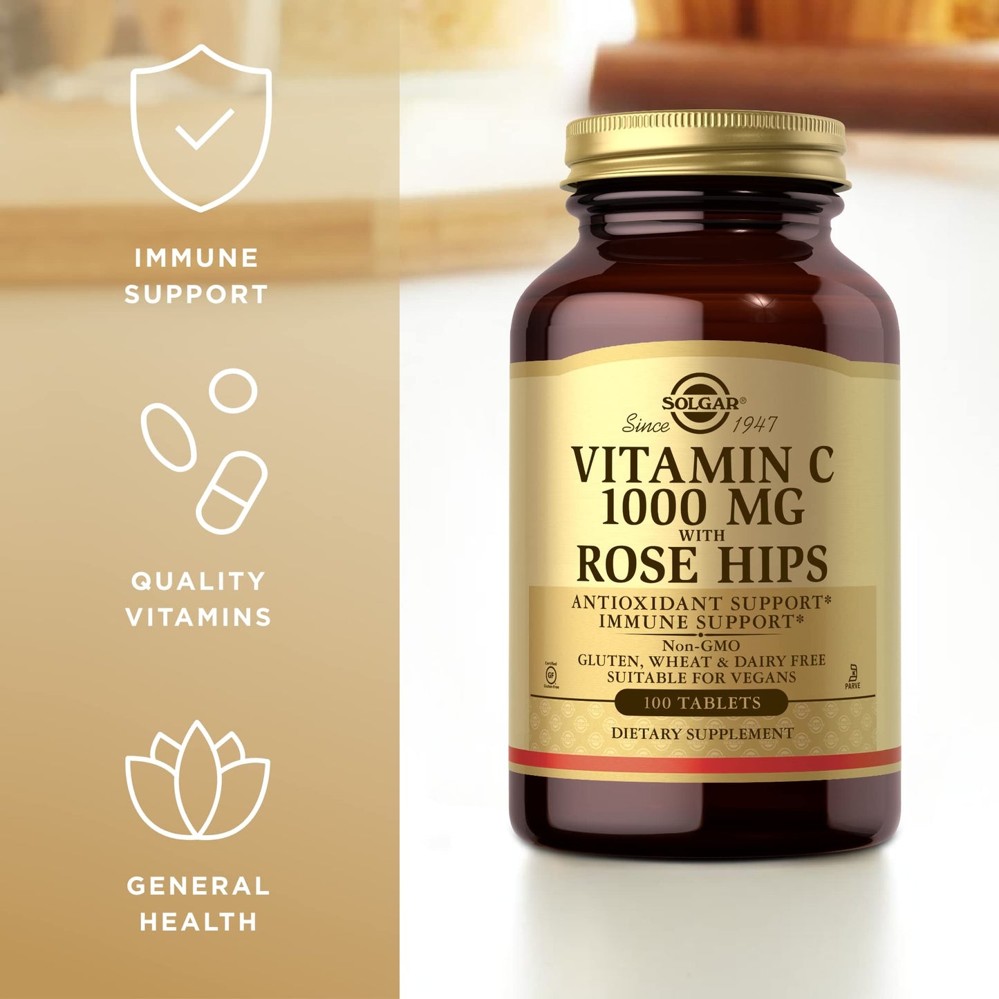 Solgar Vitamin C 1000 mg with Rose Hips 100 Tablets