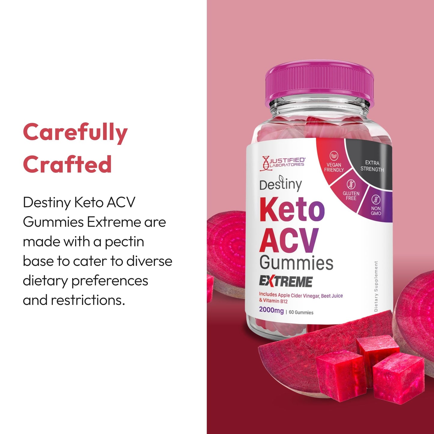 Justified Laboratories Destiny Keto ACV Gummies Extreme 300 Count