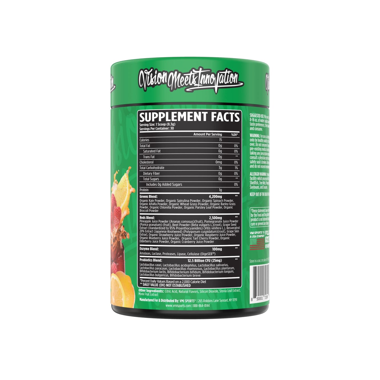 VMI Sports Greens + Reds Advanced Superfood Immunity and Gut Health Powder 8.68 Ounce