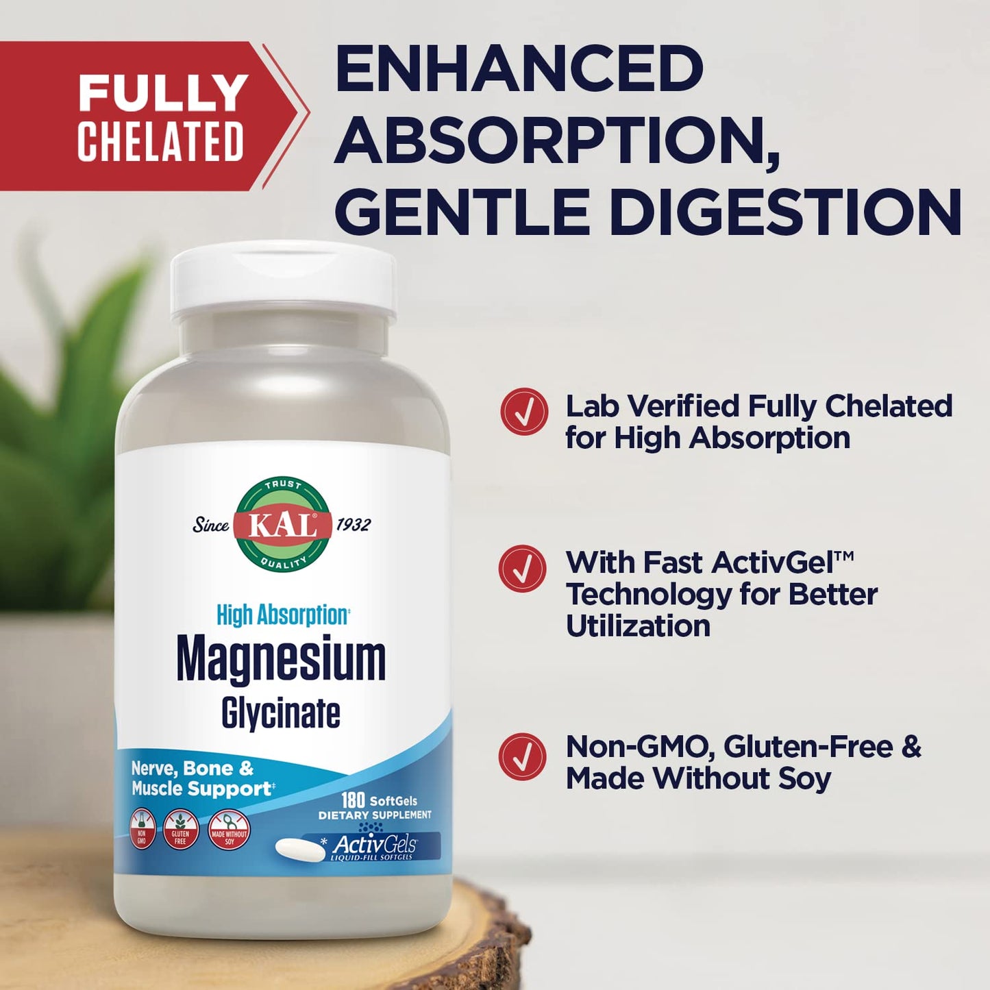 KAL Magnesium Glycinate ActivGels 315 mg Softgels, 180 Count